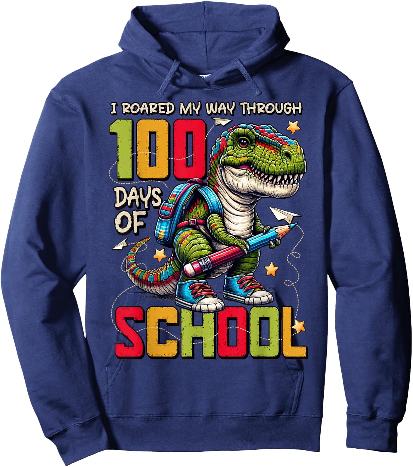 100 Days of School Trex 100 Days Smarter 100th Day of School Hoodie - Hoodie | Navy