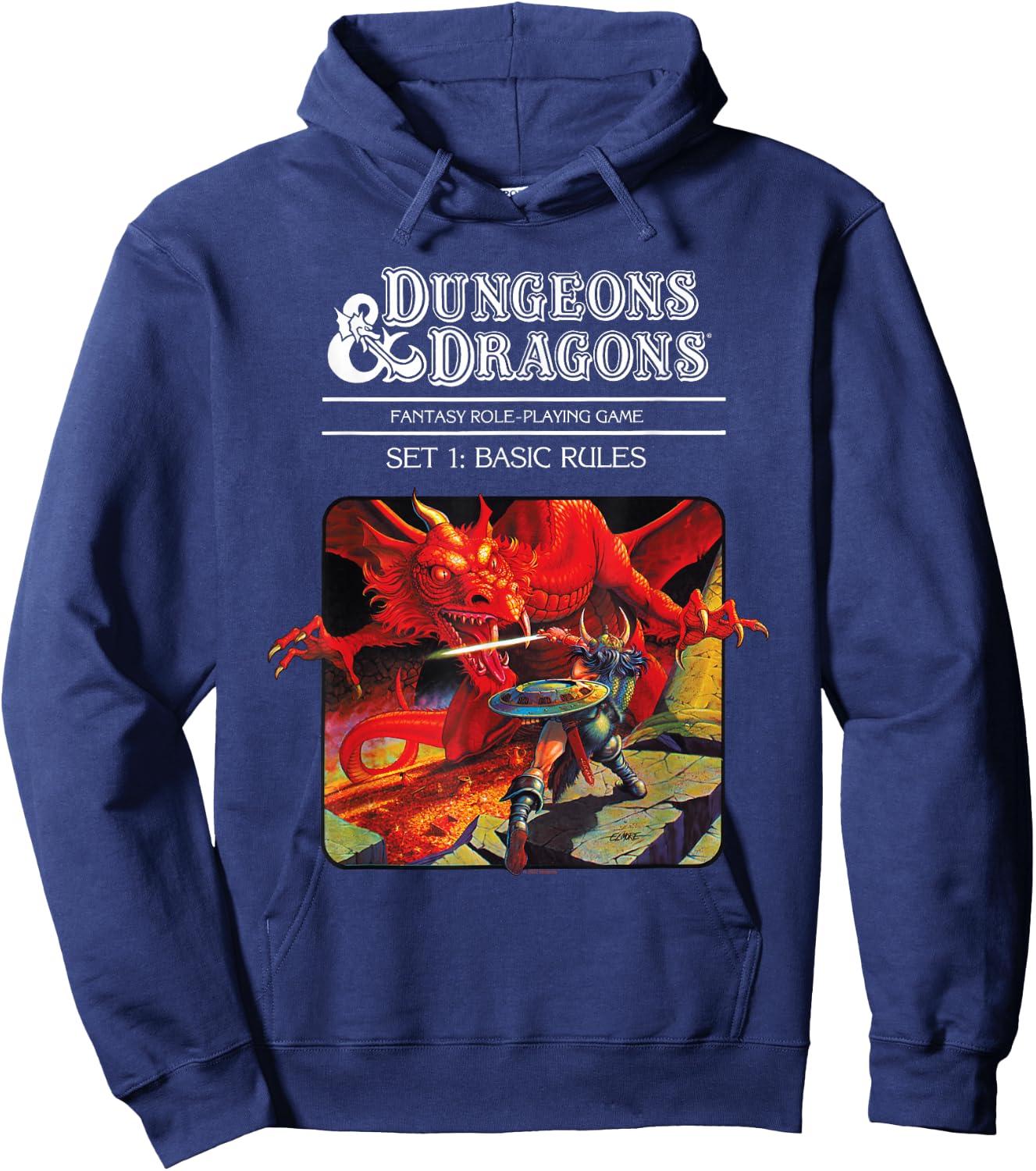 Dungeons & Dragons Vintage Basic Rules Cover , black Hoodie - Hoodie | Navy