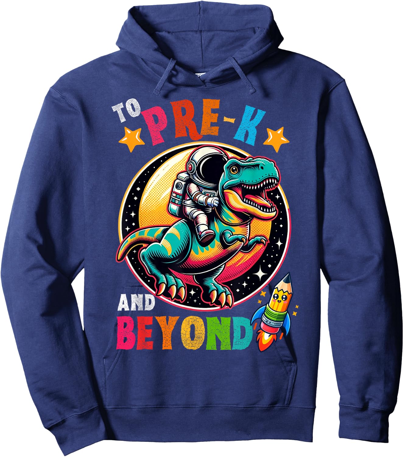 Astronaut Dinosaur boys First day back to School Pre-k Kids Hoodie - Hoodie | Navy