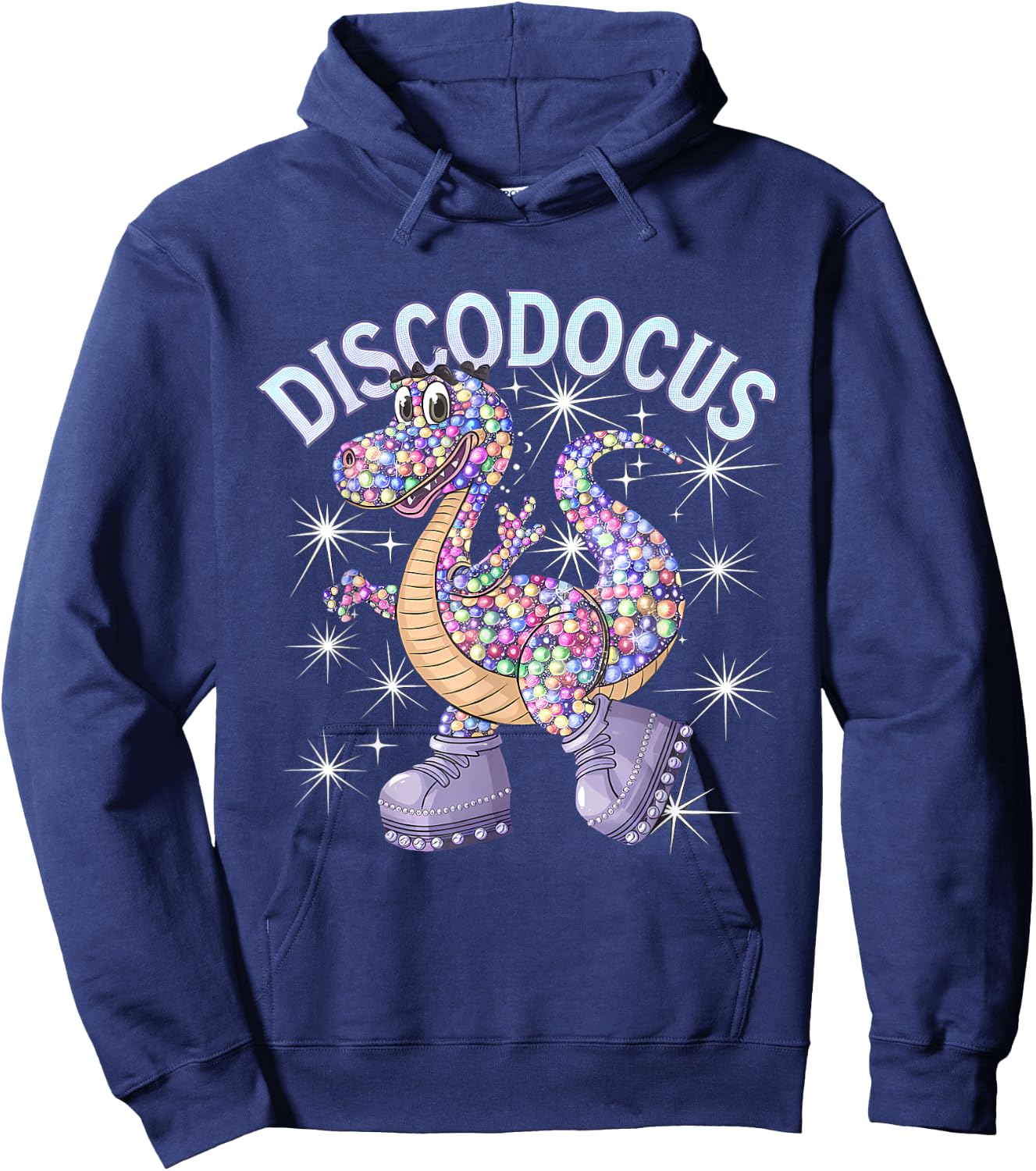 Disco Dino Diplodocus Disco Dance Lover 1970s Disco Party Hoodie - Hoodie | Navy
