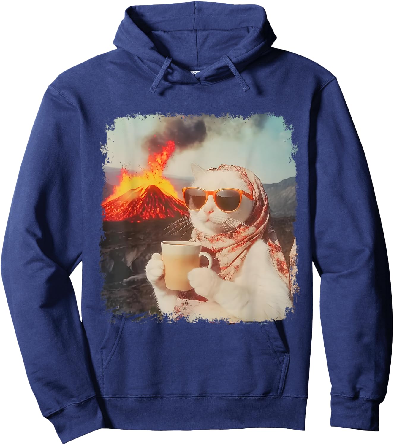 Meme I'm Just A Chill Cat Cool Cat With Coffee By Volcano Hoodie - Hoodie | Navy