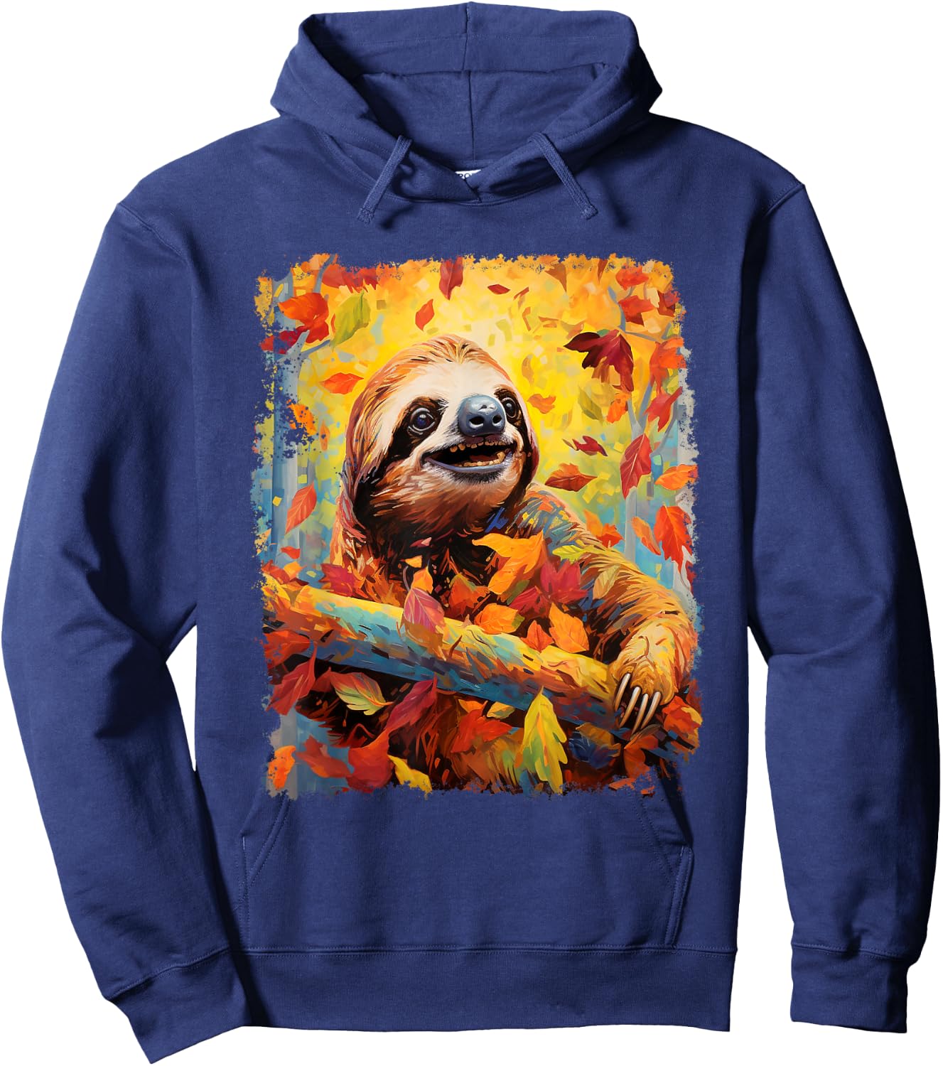 Sloth Fall Leaves Season Fashion Clothes Color Hoodie - Hoodie | Navy
