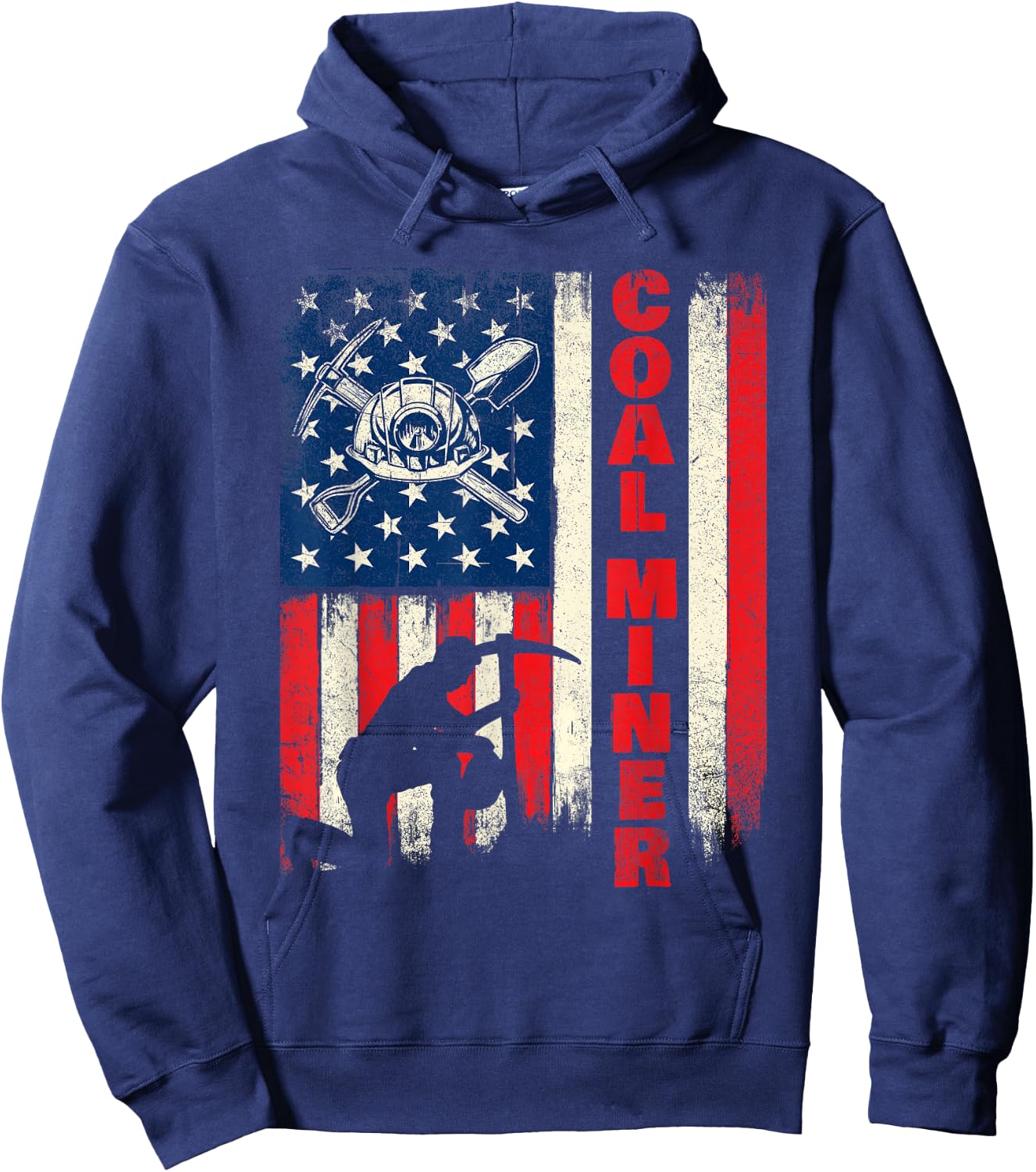 Coal Miner - Patriotic USA Flag Pitman Underground Mining Hoodie - Hoodie | Navy
