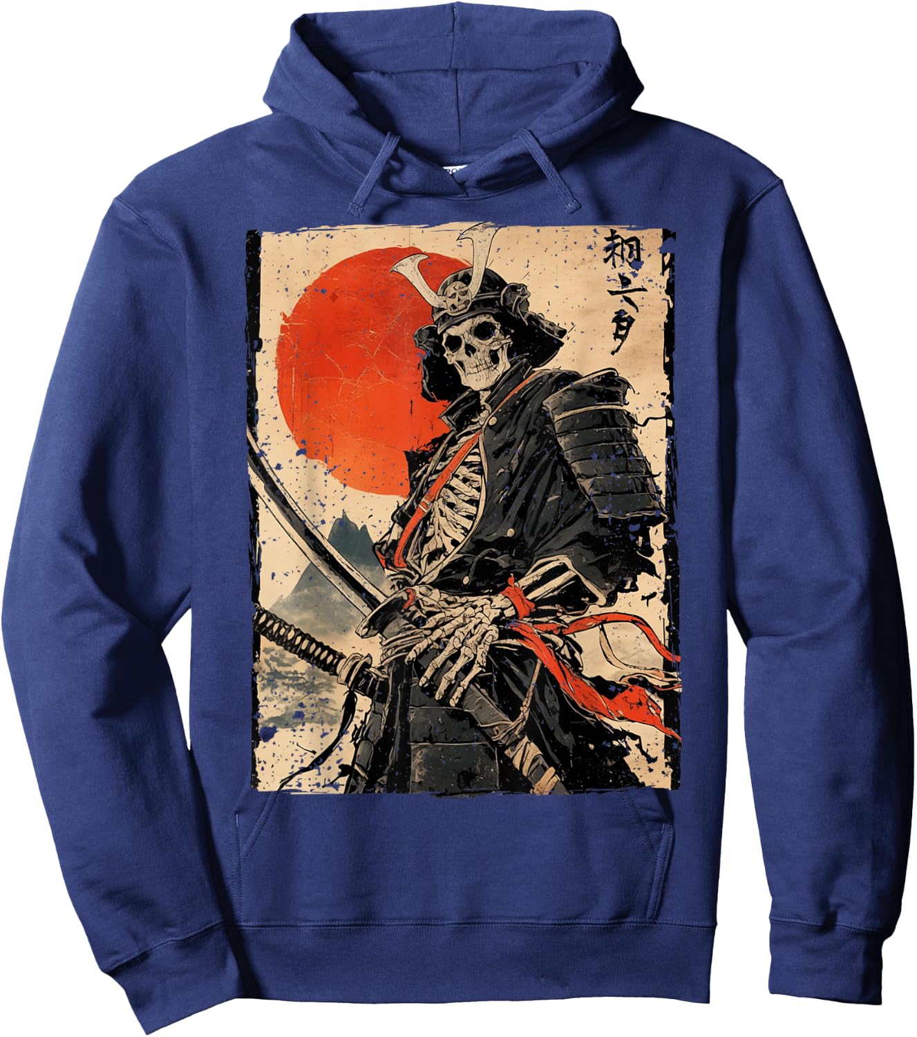 Japan Samurai Krieger Skelett Ukiyo Tinte Kunstwerk Samurai Hoodie - Hoodie | Navy