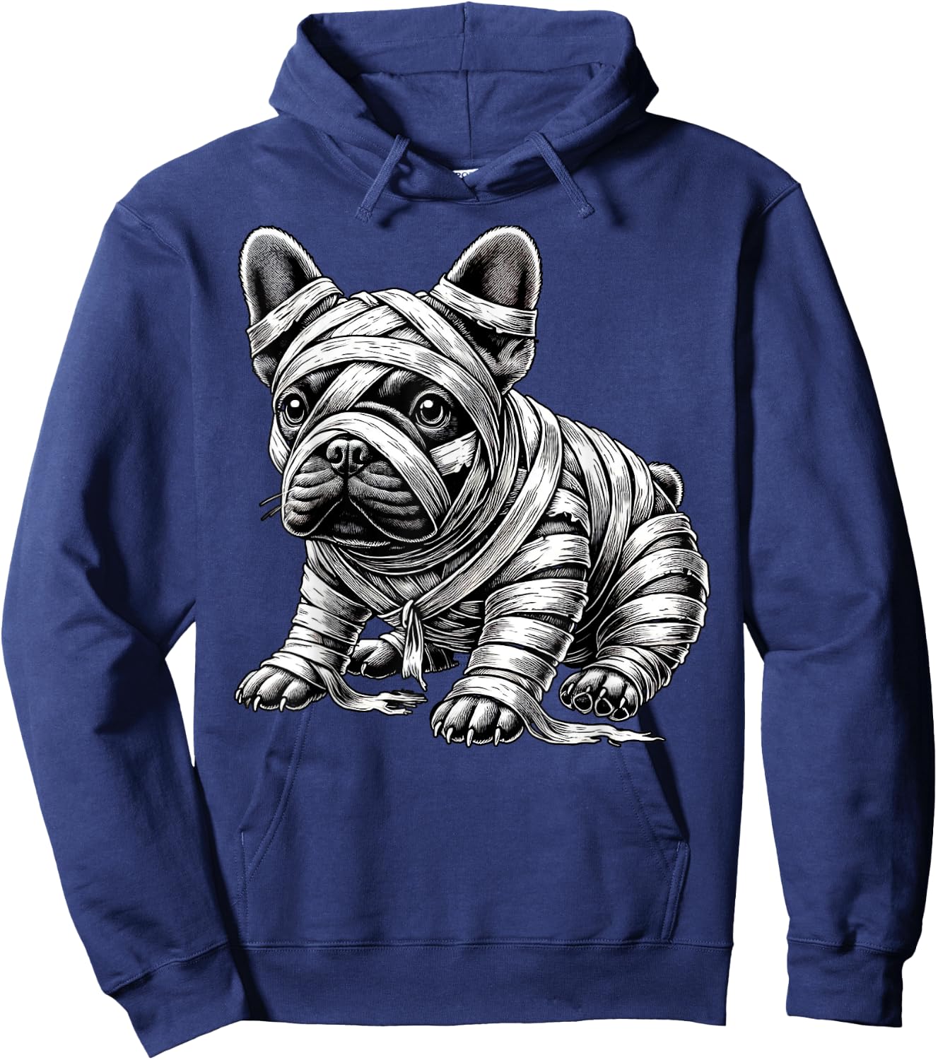 Halloween Bulldog Frenchie Mummy Costume Dog Puppy Men Women Kids Hoodie - Hoodie | Navy