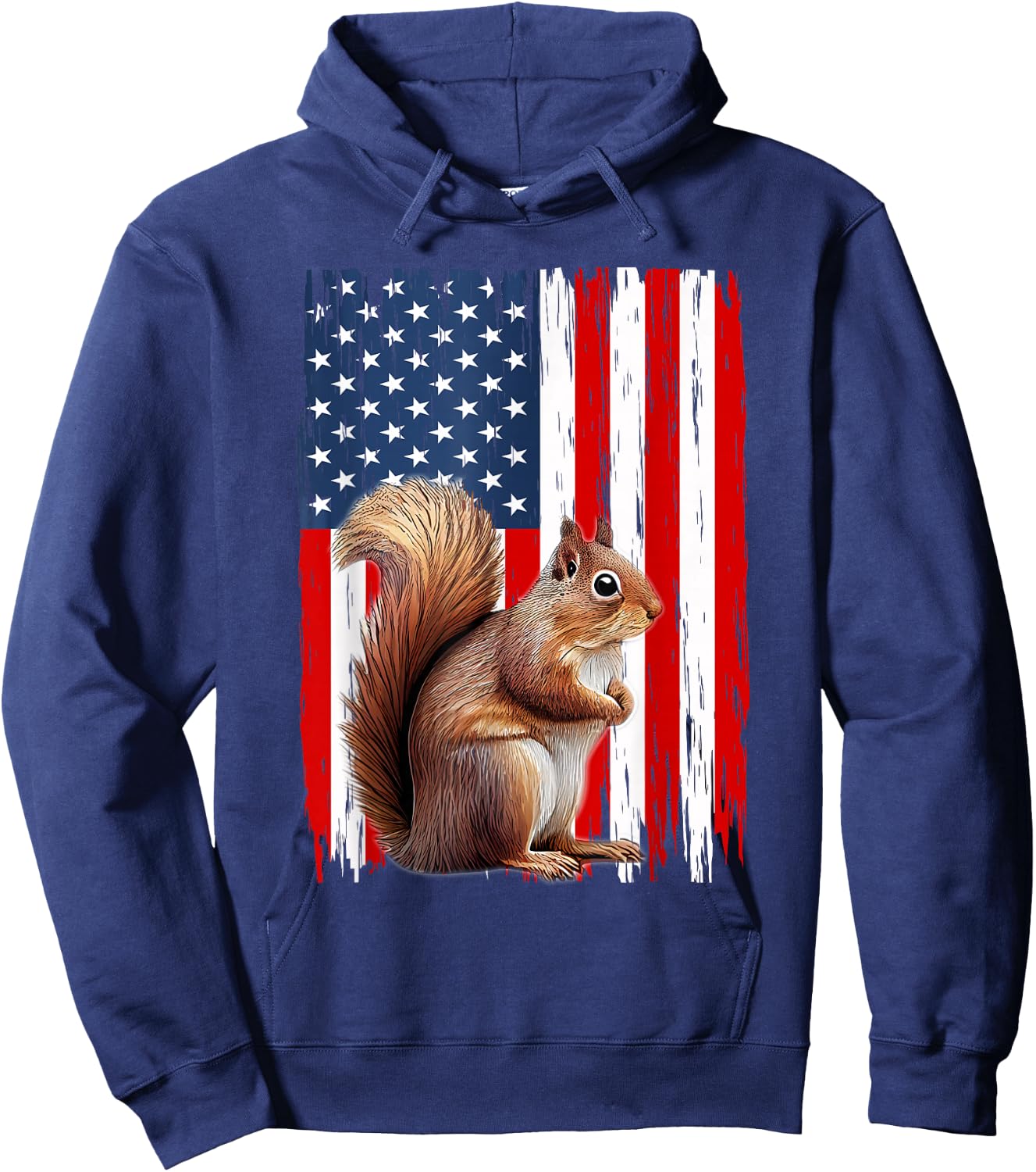 Patriotic Squirrel USA Flag American 4th Of July Men Women Hoodie - Hoodie | Navy