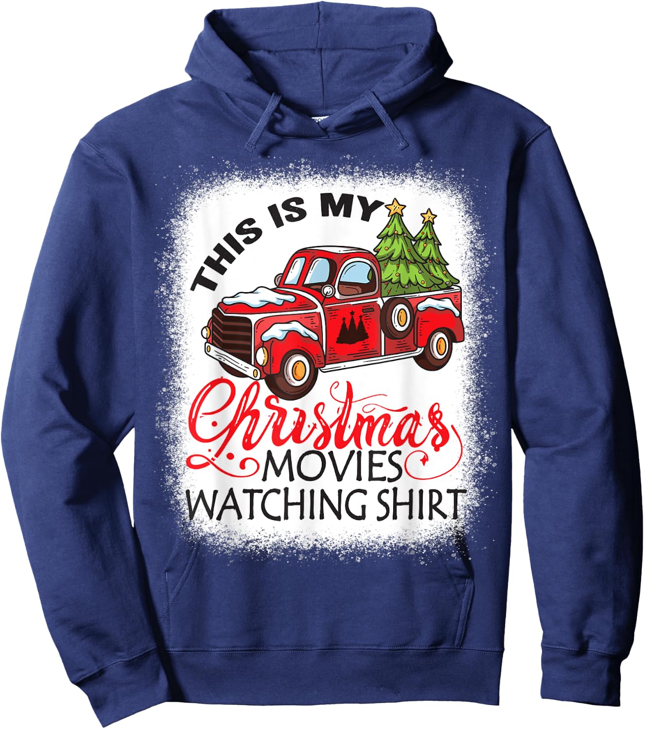 This Is My Christmas Movies Watching Shirt Bleached Xmas Hoodie - Hoodie | Navy