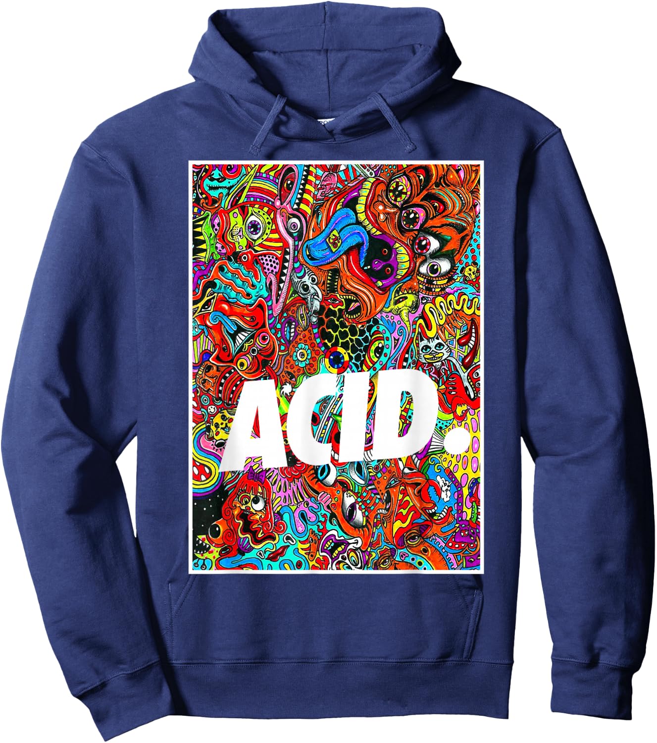 ACID | LSD , Goa, Trip, Rave, Festival, Techno , Black, S Hoodie - Hoodie | Navy