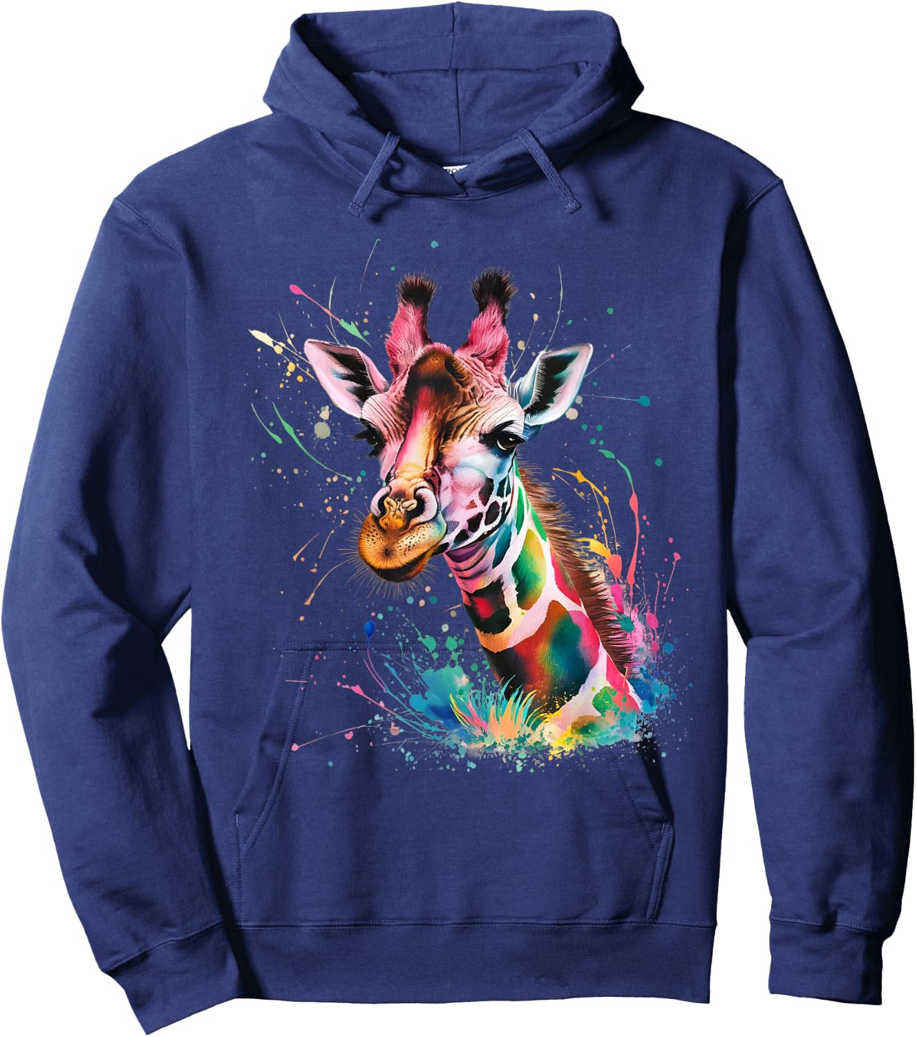 Giraffe Men Woman Colorful Watercolor Giraffe Hoodie - Hoodie | Navy