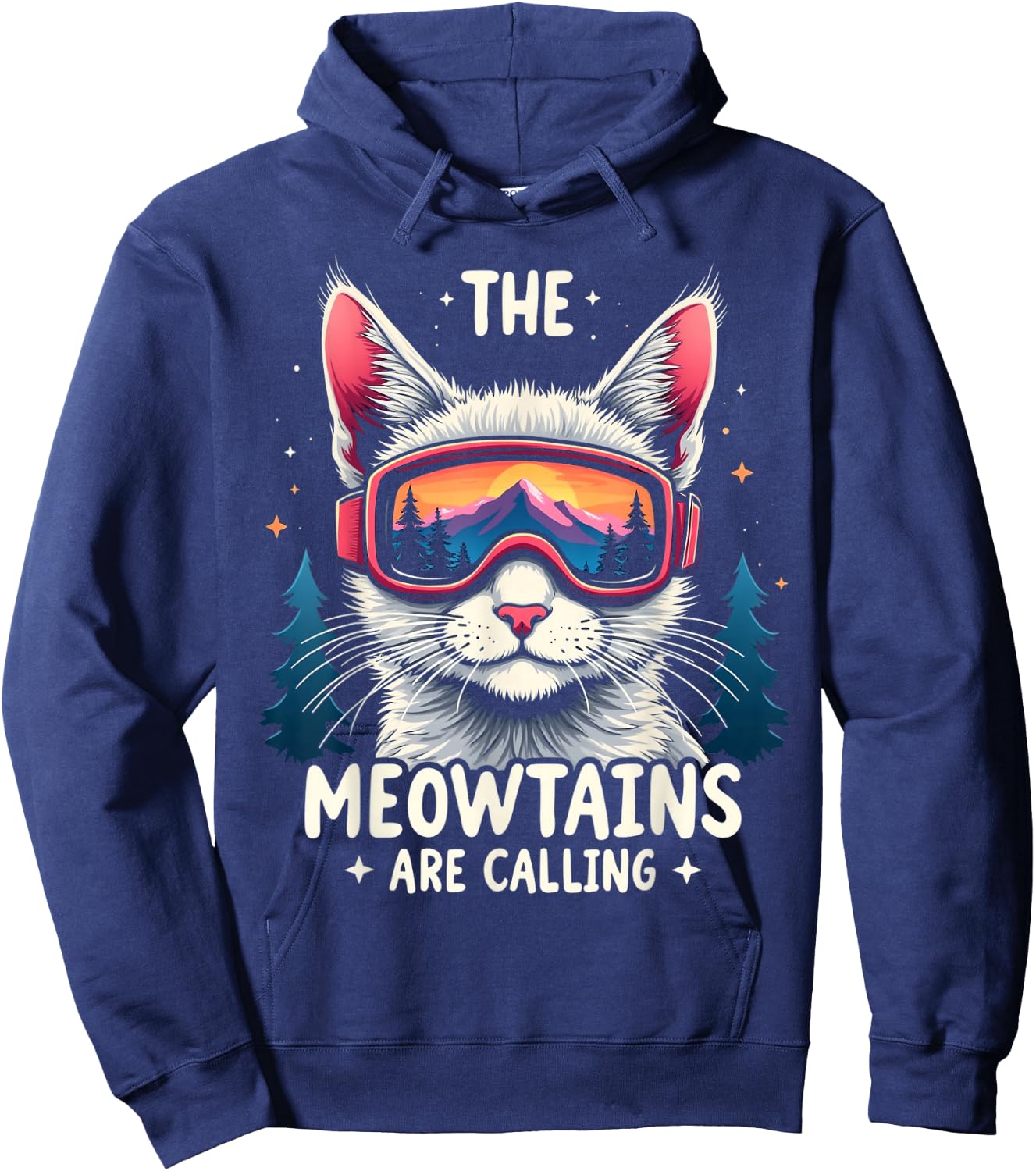 THE MEOWTAINS ARE CALLING Cat Mountain Adventure Hoodie - Hoodie | Navy