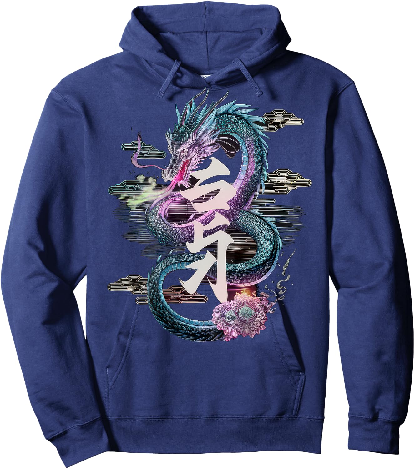 Japanese Aesthetic Streetwear Backprint Vaporwave Fashion , black Hoodie - Hoodie | Navy