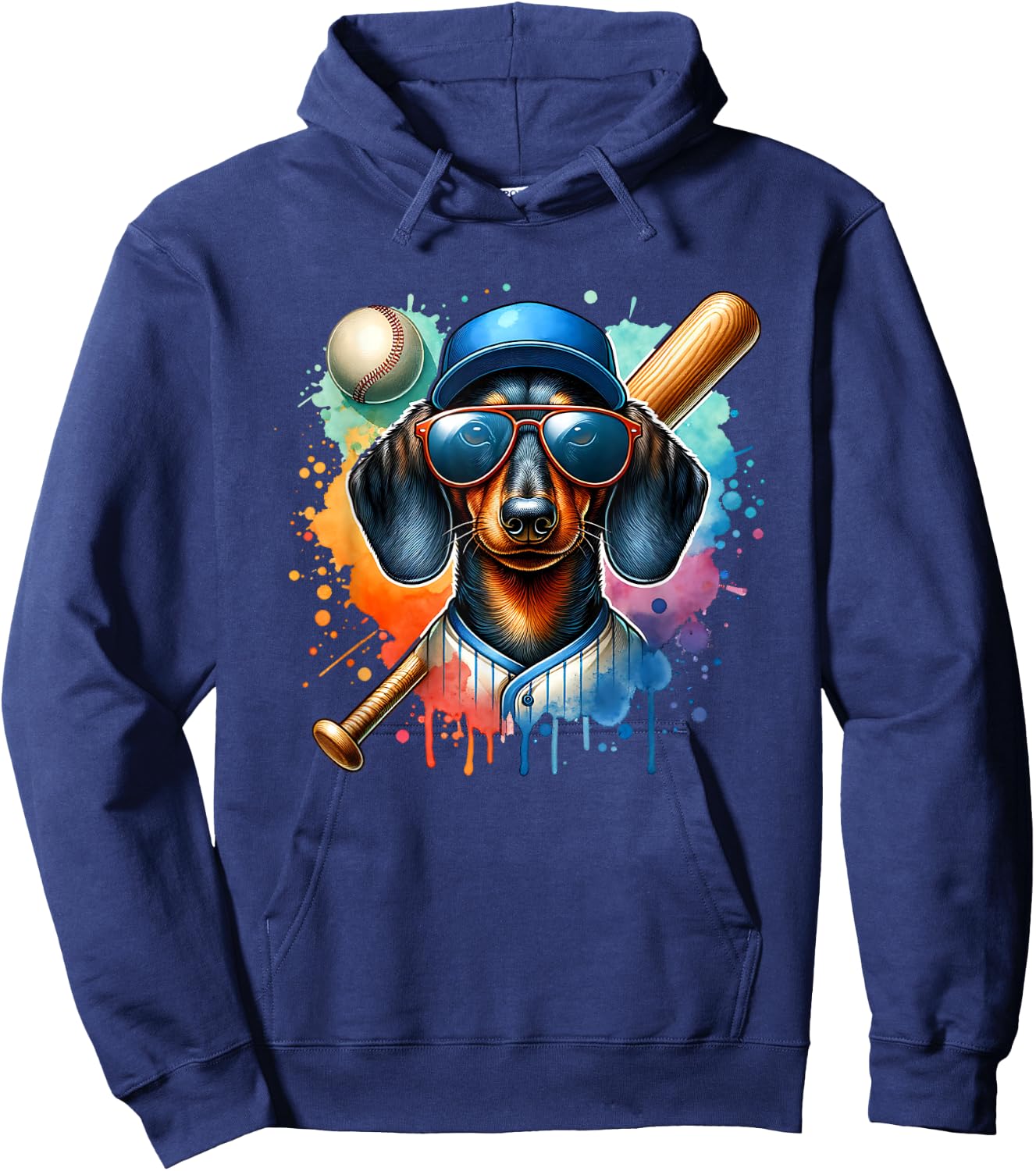 Dachshund Wiener Dog Baseball Player Sport Team Women Girls Kids Hoodie - Hoodie | Navy