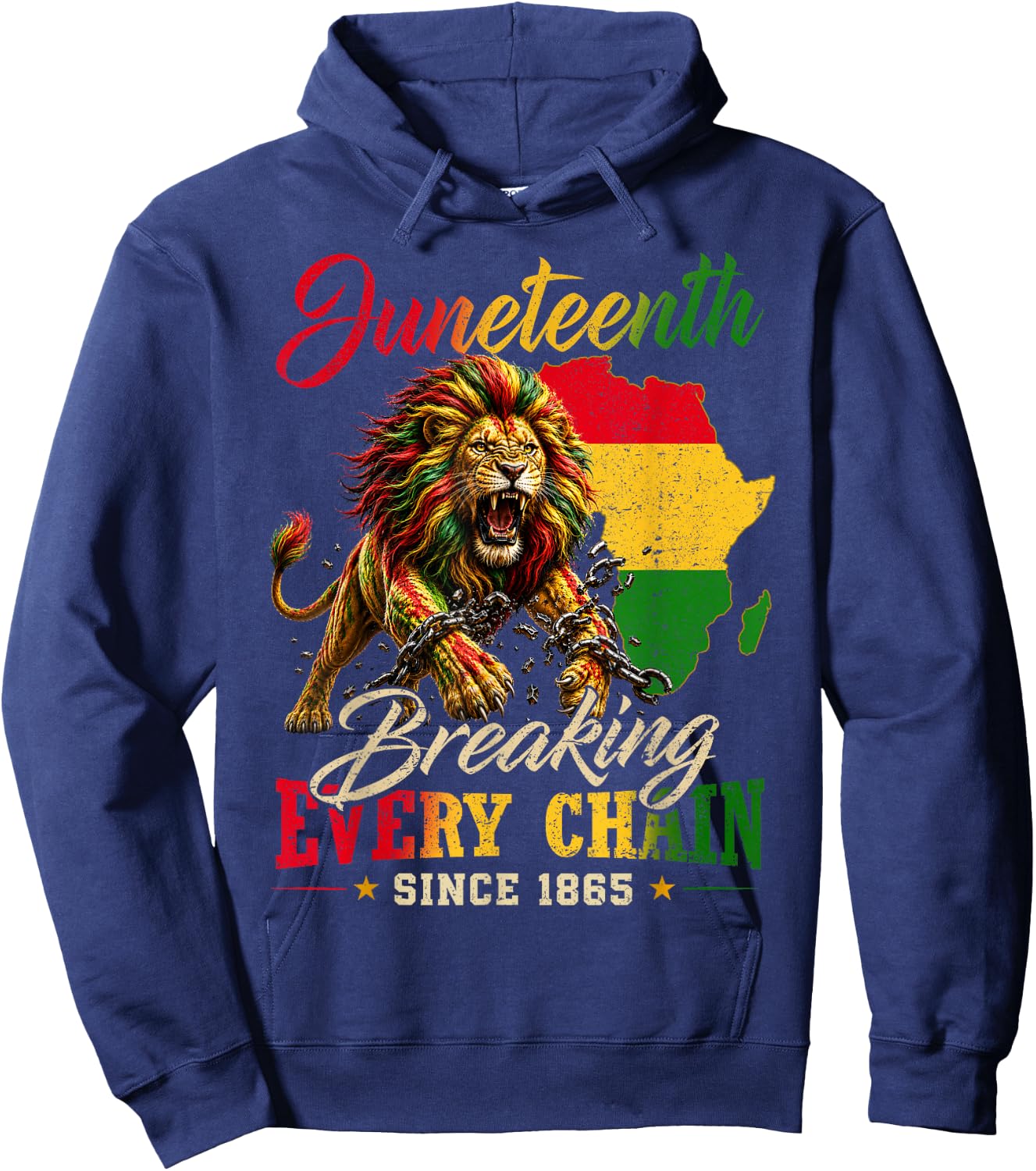Juneteenth 1865 Lion Black African June 19th Men Women Kids Hoodie - Hoodie | Navy
