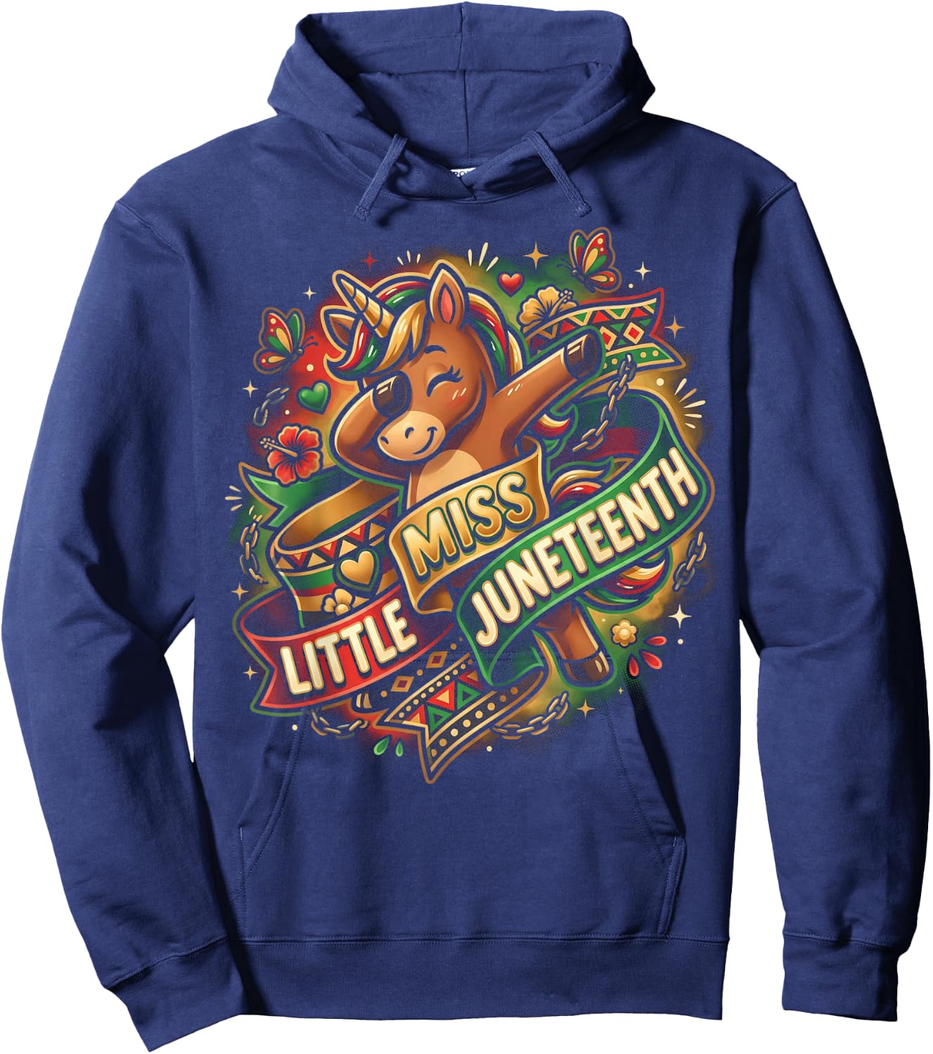Juneteenth Girls Unicorn Birthday 1865 Kids Hoodie - Hoodie | Navy