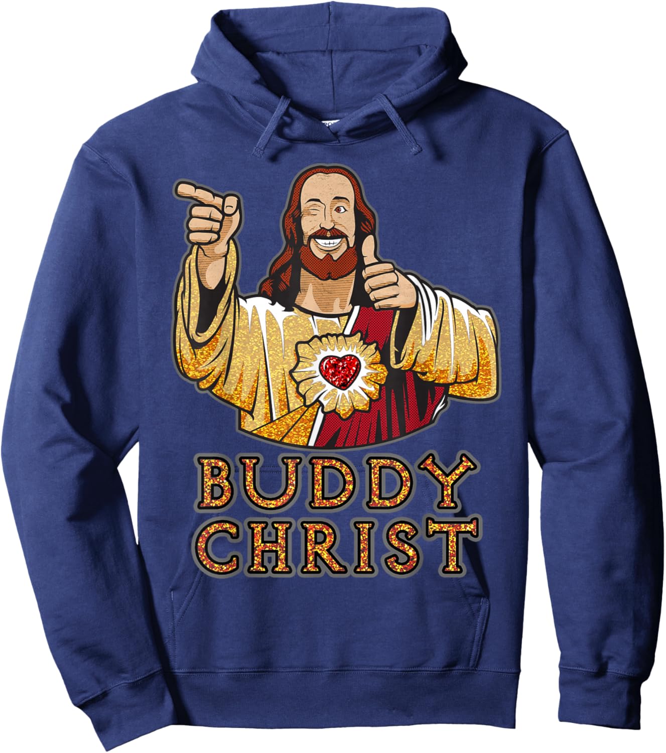 Kevin Smith View Askewniverse Buddy Christ Got Golden Wow , Black, S Hoodie - Hoodie | Navy