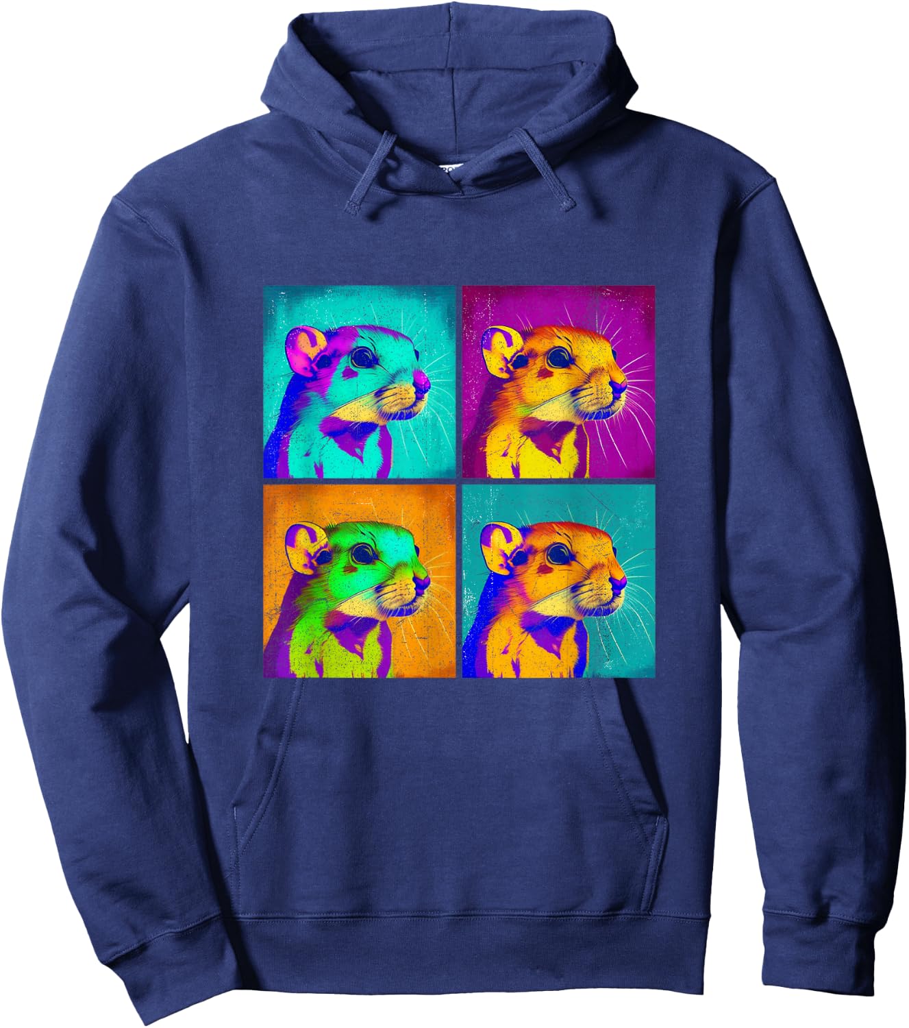 Kangaroo Rat Pop Art Design Illustration Colorful Animal Men Hoodie - Hoodie | Navy
