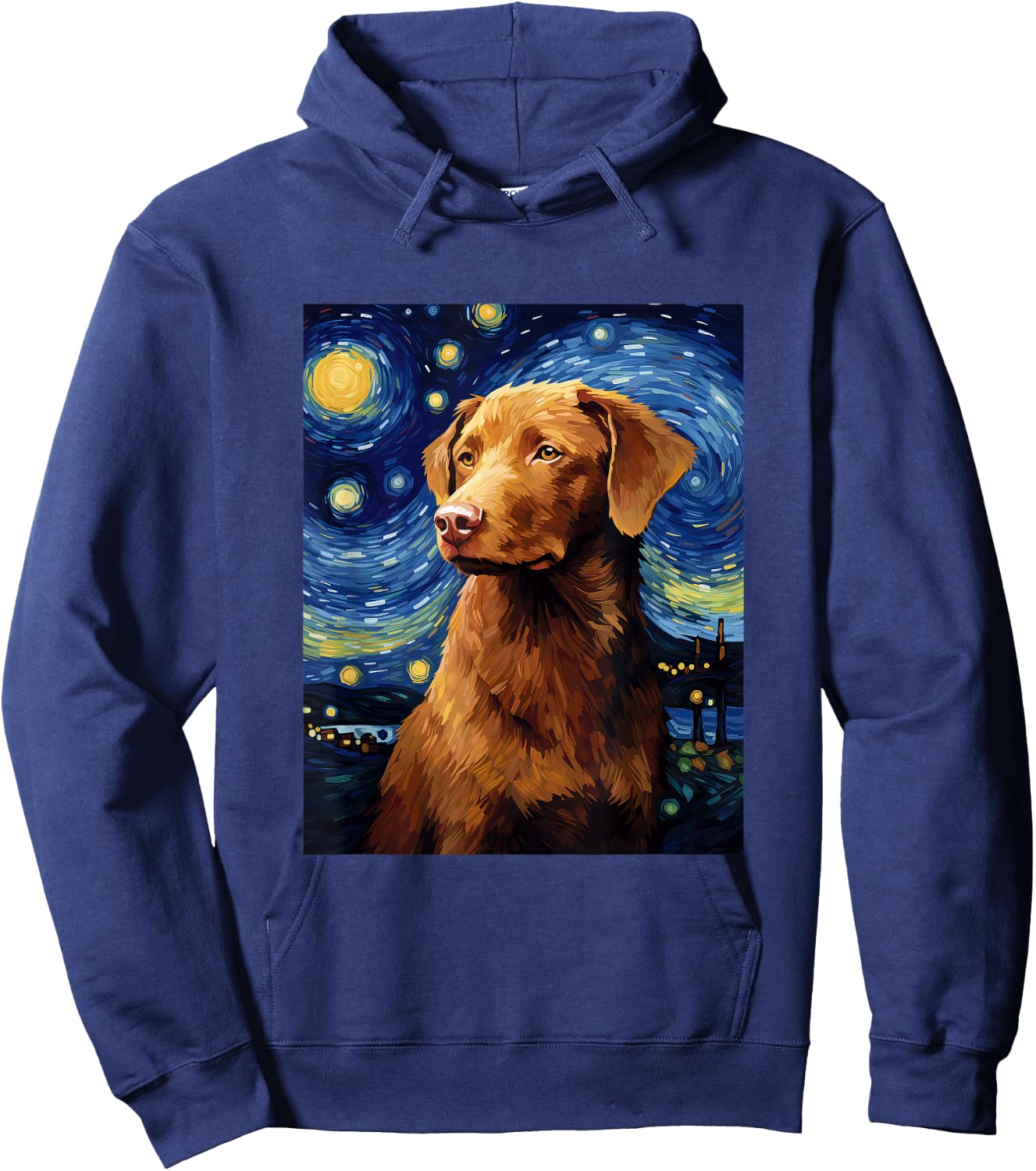 West Chesapeake Bay Retriever Starry Night Van Gogh Hoodie - Hoodie | Navy