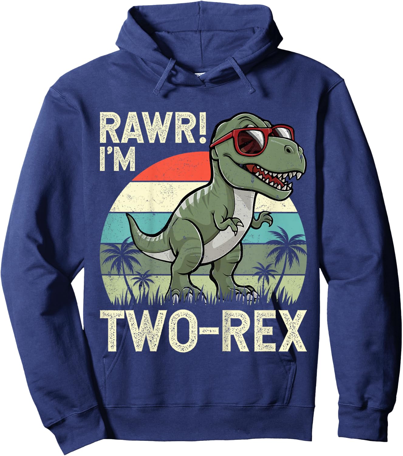 Rawr I'm Two-Rex Dinosaur 2nd Birthday Kids 2 Years Old Hoodie - Hoodie | Navy
