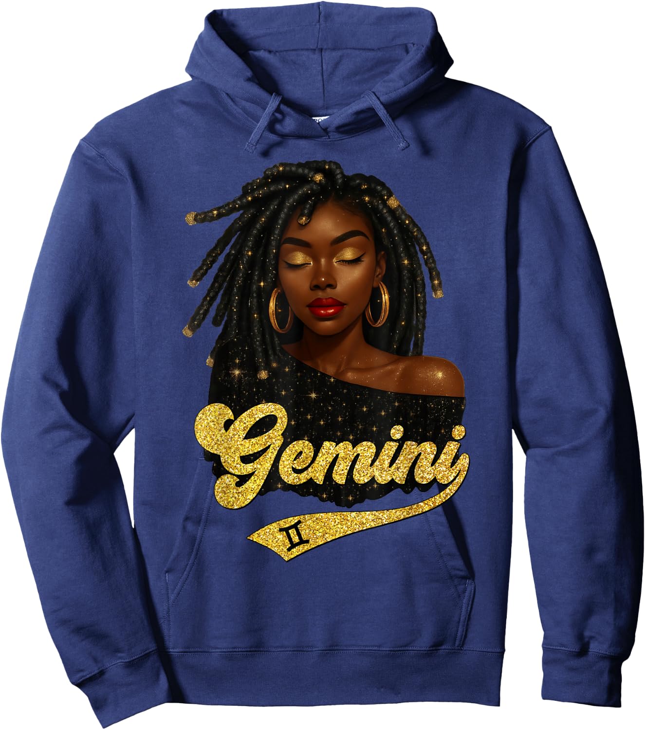 Gemini Girl Birthday Black Queen Loc'd Woman Zodiac Hoodie - Hoodie | Navy