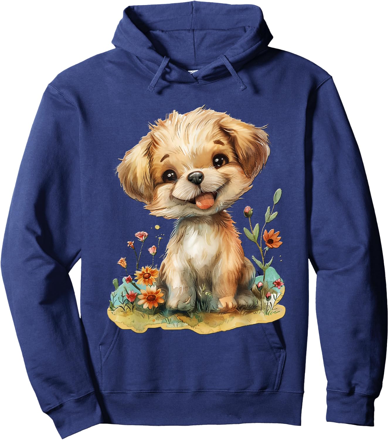 Baby Welpe mit Blumen süßer Hund Mädchen Tochter Hoodie - Hoodie | Navy