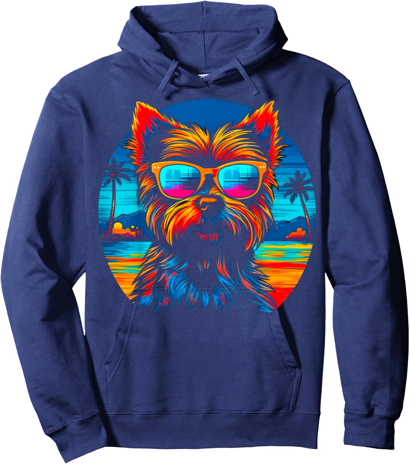 Yorkie Dog Yorkshire Terrier Summer Party Hoodie - Hoodie | Navy
