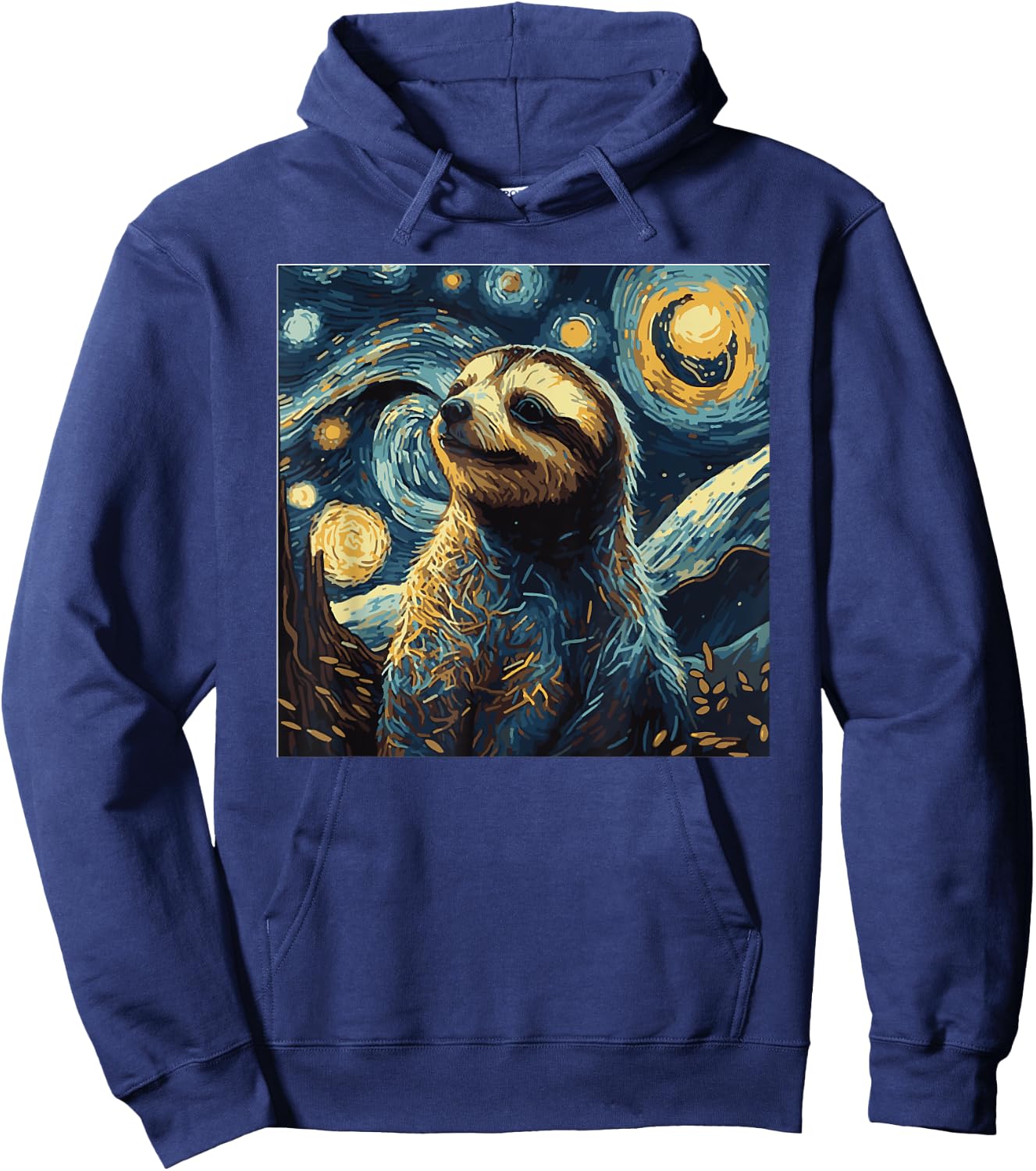 Funny Sloth Art Painting for Lover Sloths Starry Night Hoodie - Hoodie | Navy