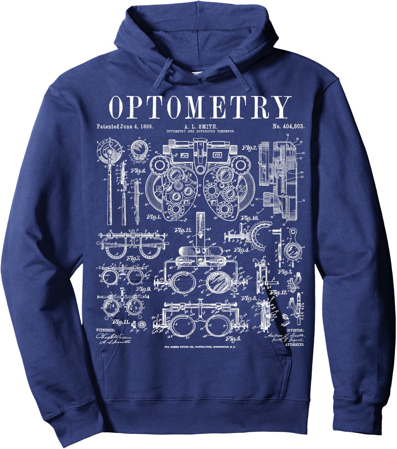 Optometrist Optometry Eye Doctor Tools Vintage Patent Print Hoodie - Hoodie | Navy