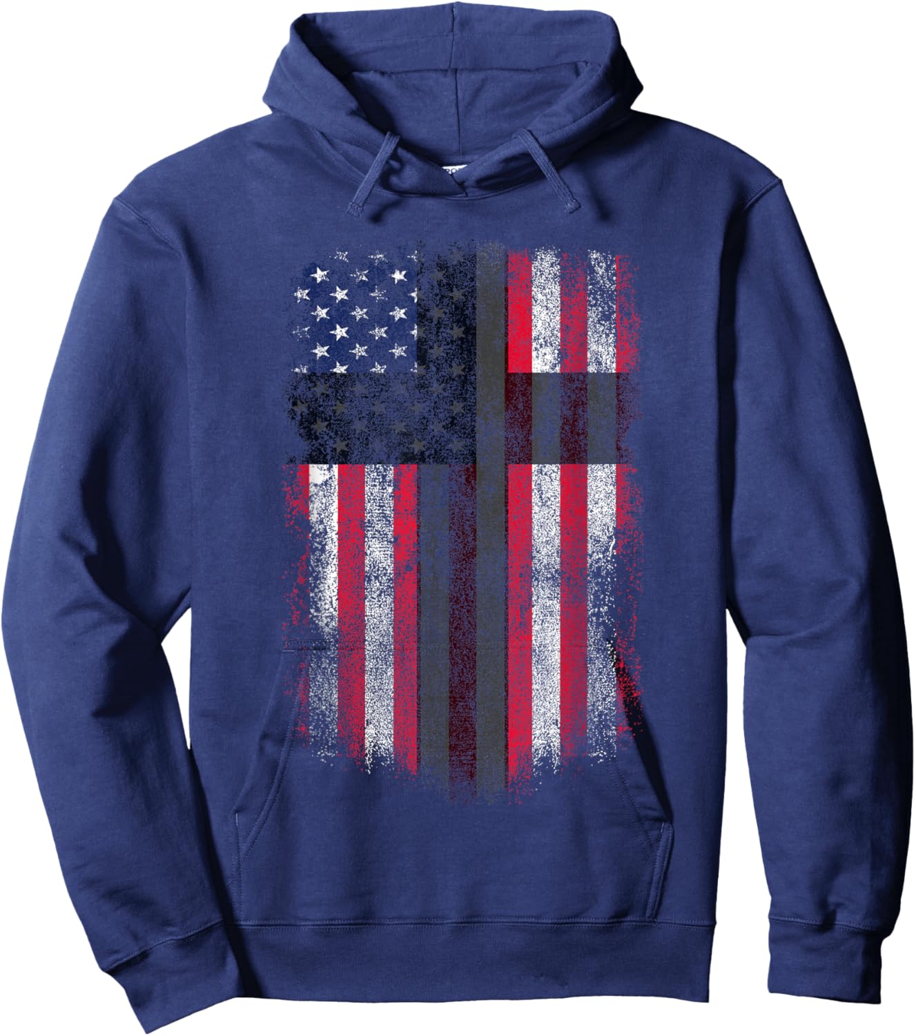 American Flag Cross for Patriotic USA Christians God Faith Hoodie - Hoodie | Navy