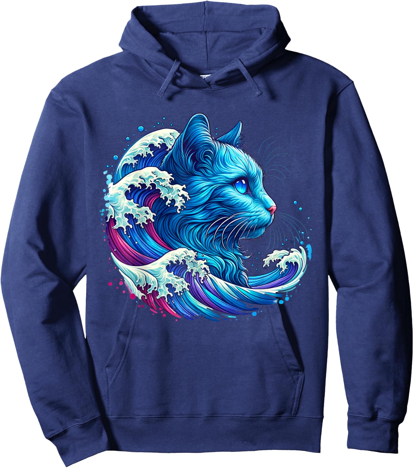 Blue Cat Wave For kamala 47 Funny Cat Ladies Harris 2024 Hoodie - Hoodie | Navy