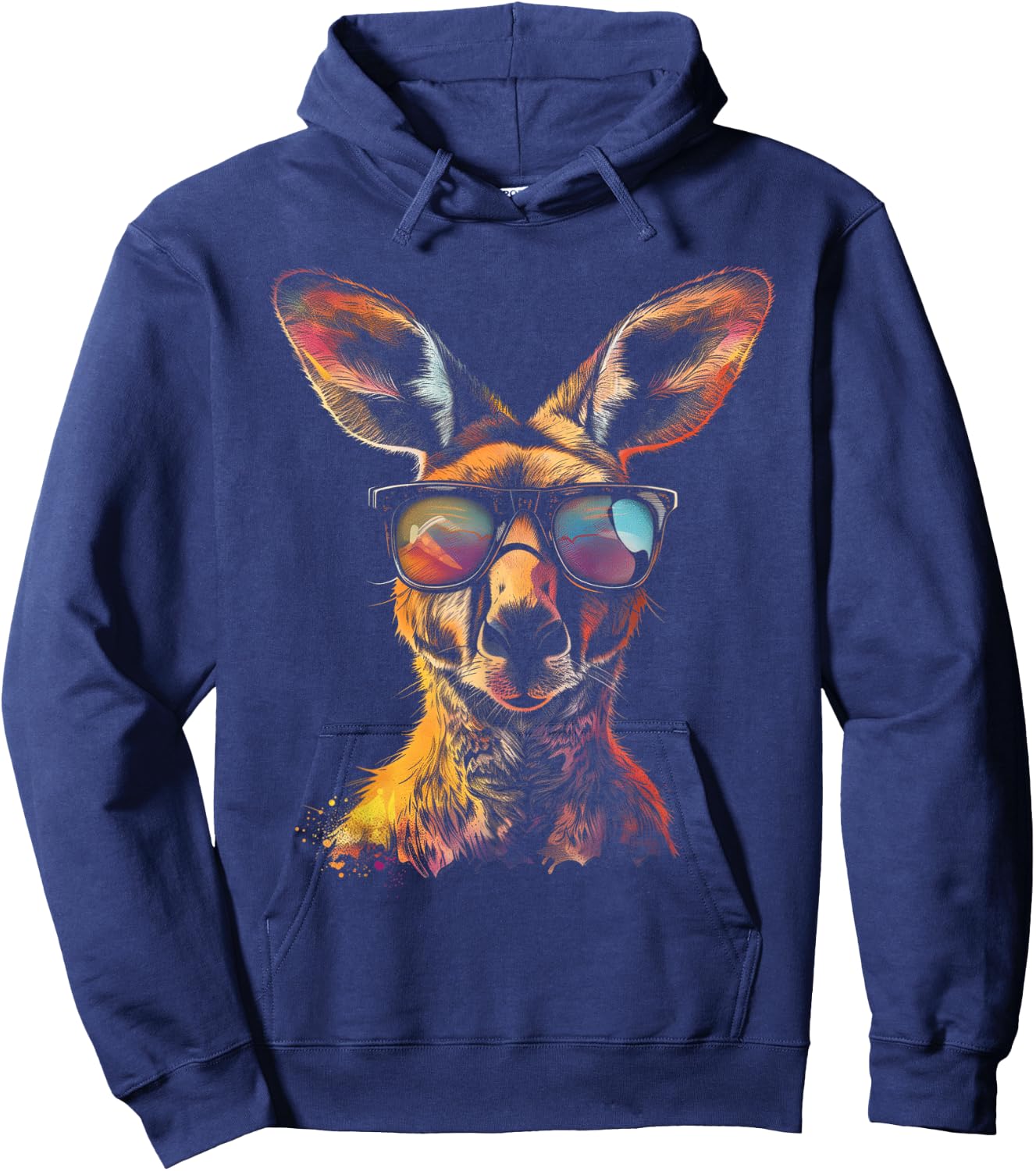 Kangaroo Wearing Sunglasses Colourful Funny Animal Australia Hoodie - Hoodie | Navy