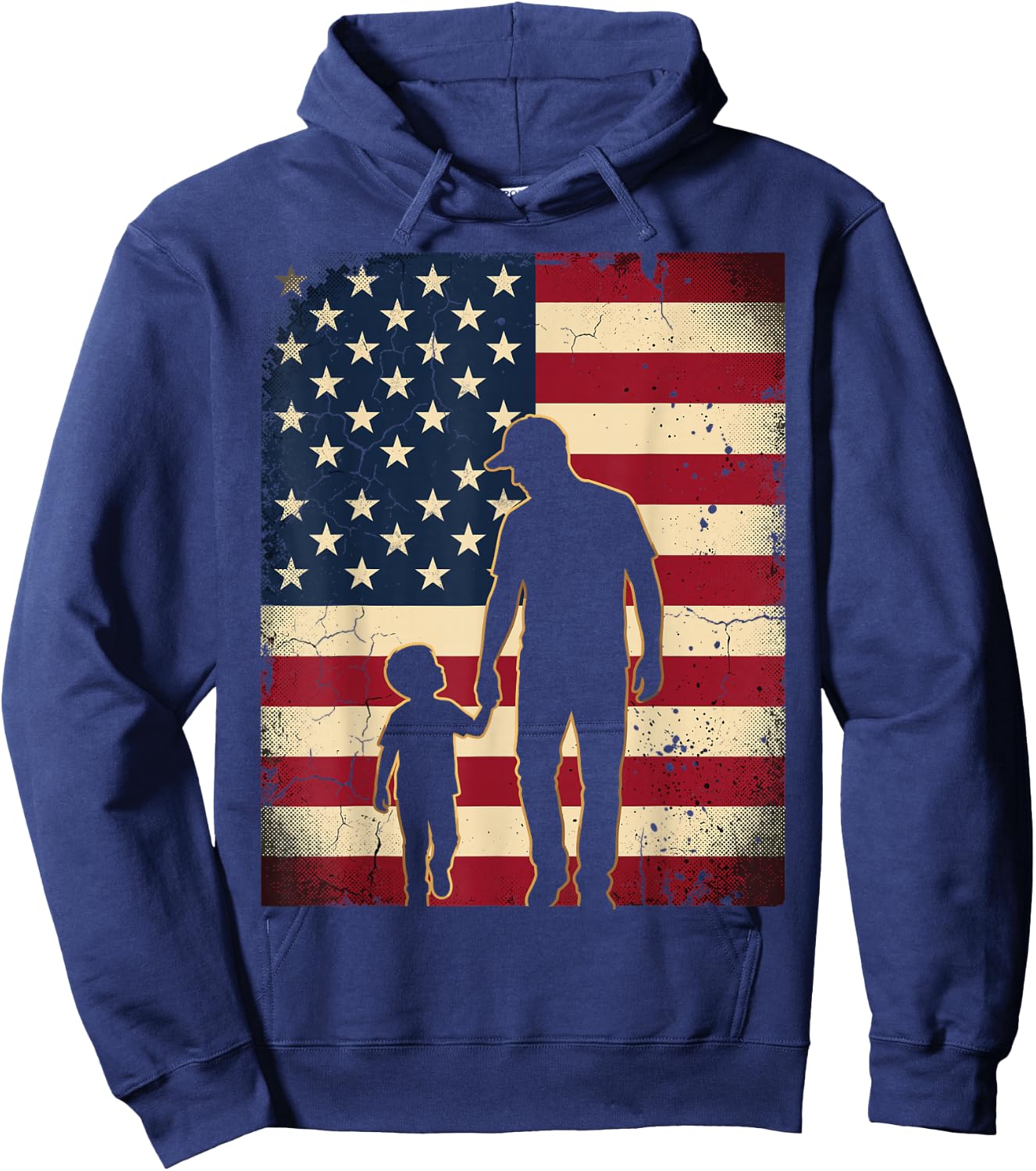 Father Son USA American Flag Patriotic Dads Family Boys Men Hoodie - Hoodie | Navy