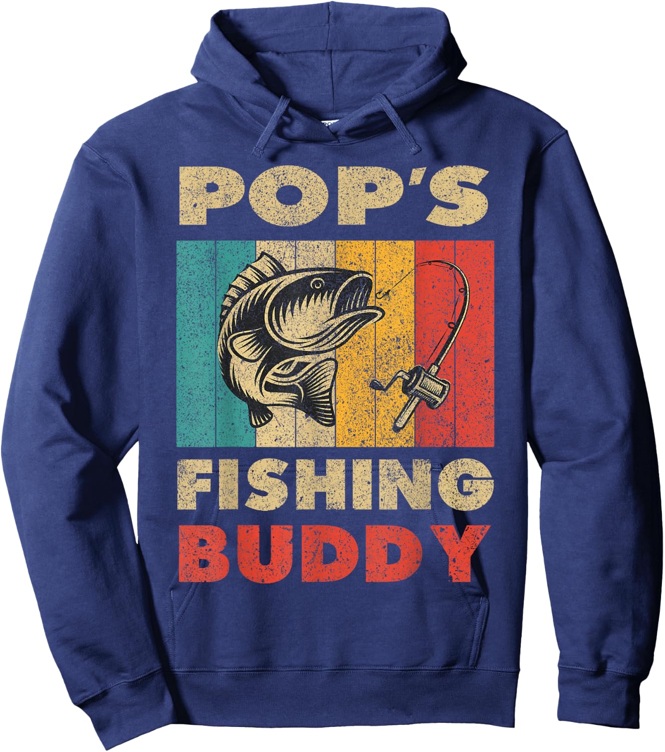 Funny Fishing Pop's Fishing Buddy Vintage Fishing Hoodie - Hoodie | Navy