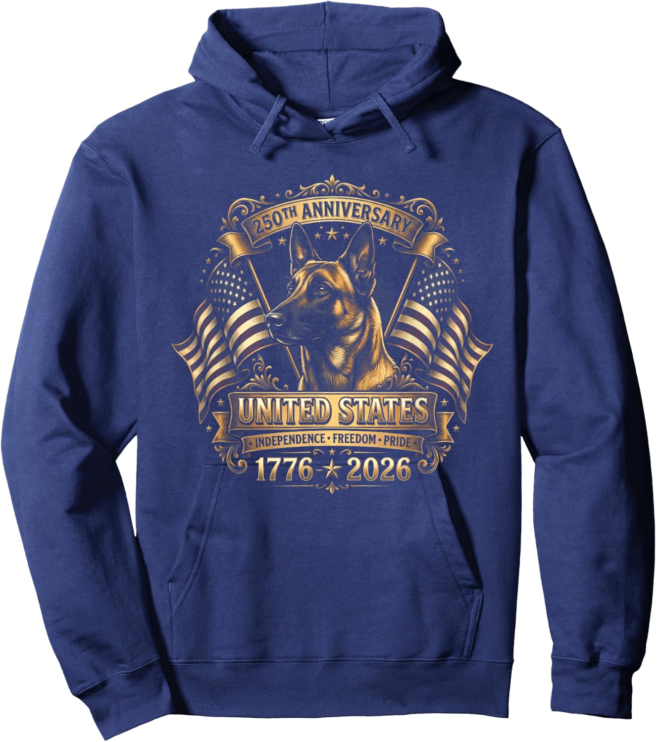 Belgian Malinois 250 Year USA Anniversary Hoodie - Hoodie | Navy