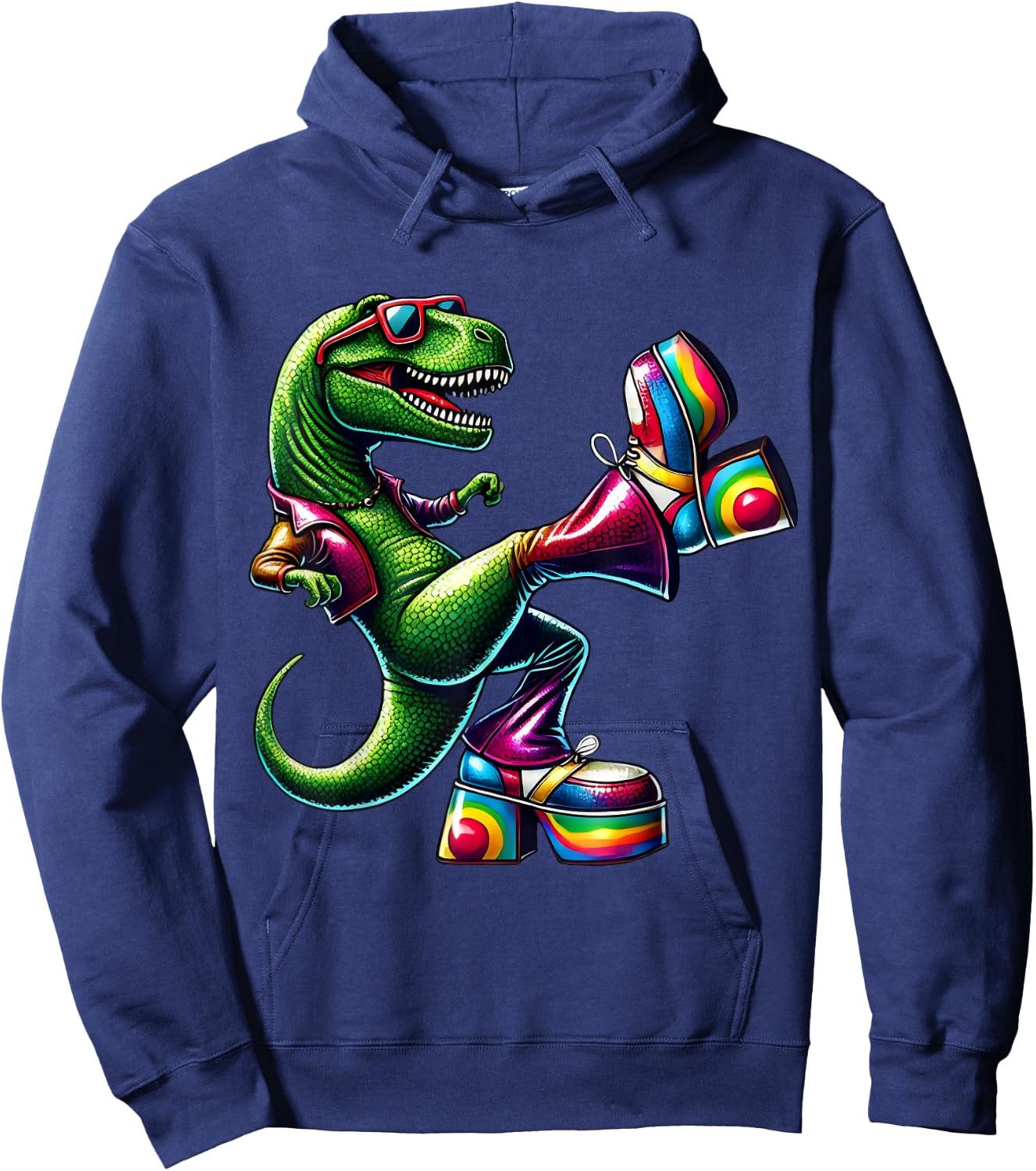 Funny Dancing Dinosaur, Disco Dino Party, Dinosaur Vintage Hoodie - Hoodie | Navy
