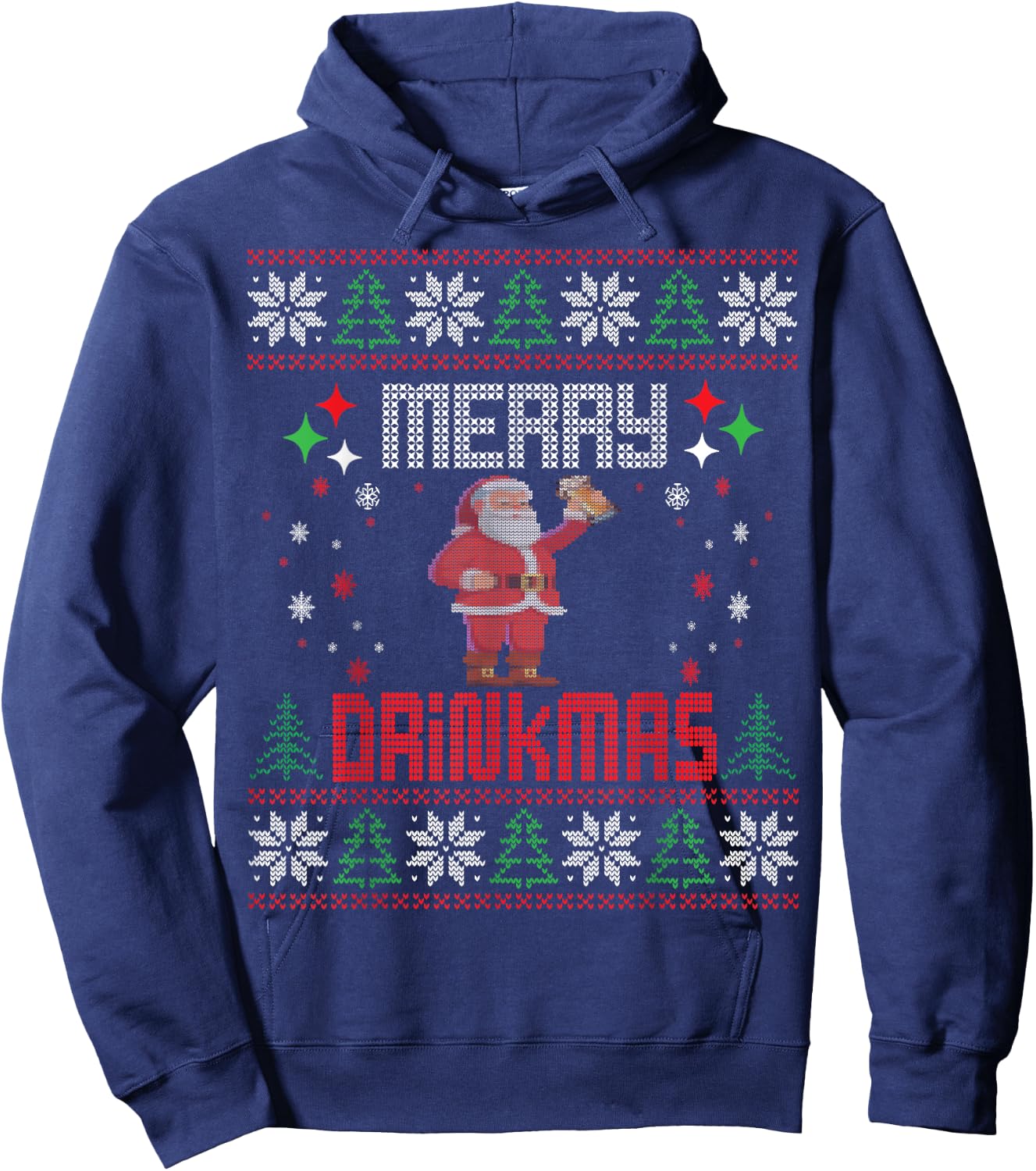 Funny Merry Drinkmas Beer Lovers Ugly Christmas Drinking Hoodie - Hoodie | Navy