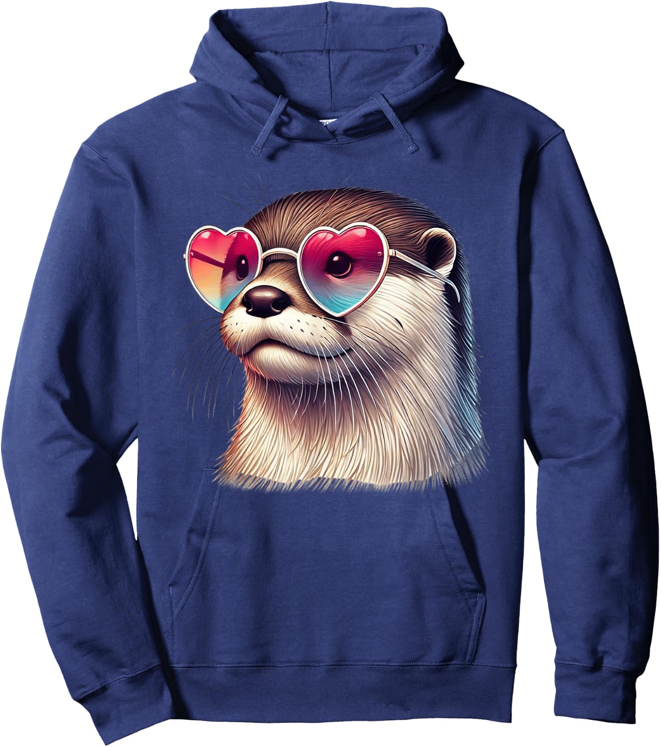 Cute Valentines Day Otter Heart Sunglasses Women Girls Hoodie - Hoodie | Navy