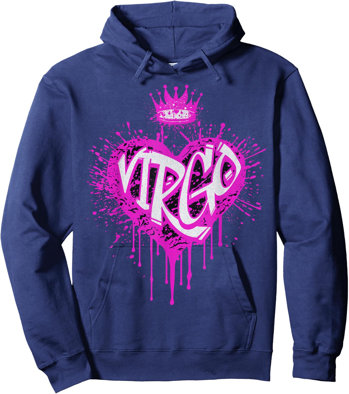 Virgo Airbrush Graffiti Heart Zodiac Astrology Design Hoodie - Hoodie | Navy