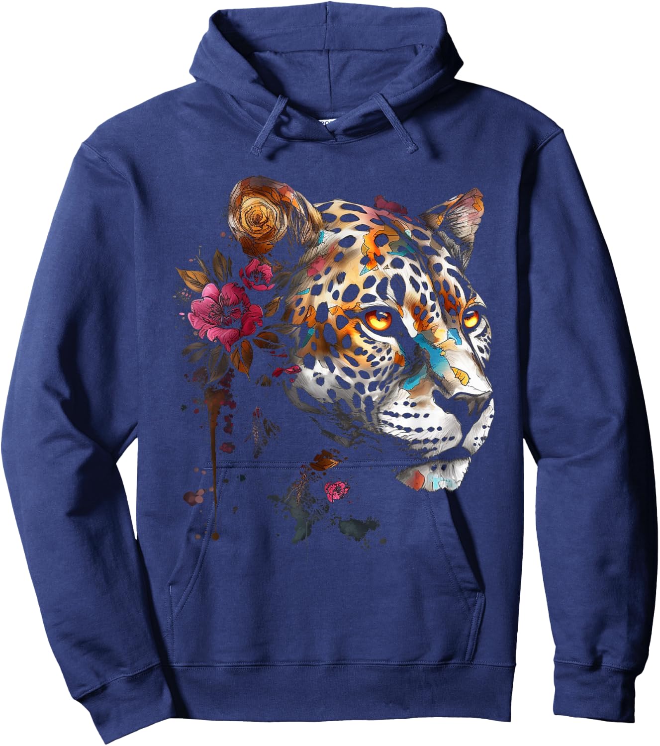 Leopard Blumen Kunst - Tier Leopard Hoodie - Hoodie | Navy
