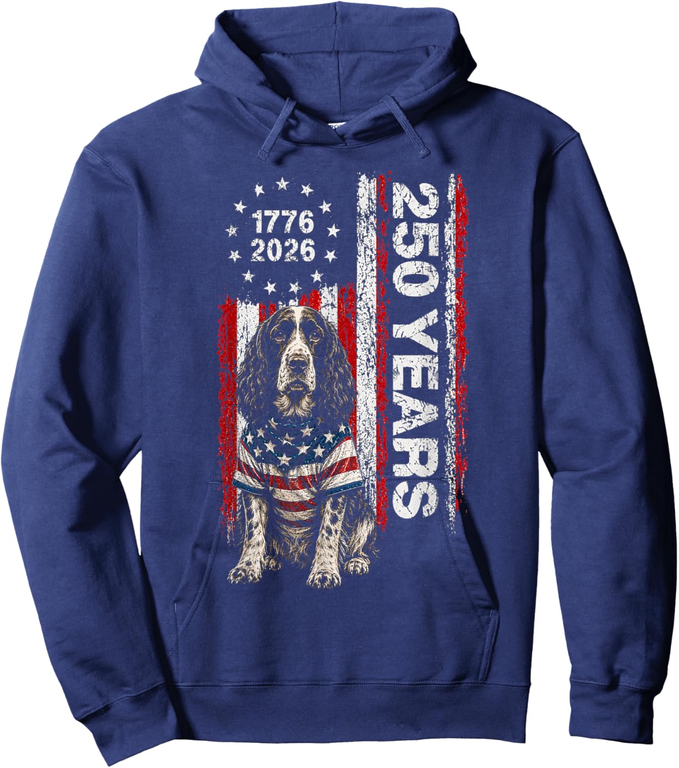 250 Years America Springer Spaniel Dog USA 4th of July Hoodie - Hoodie | Navy