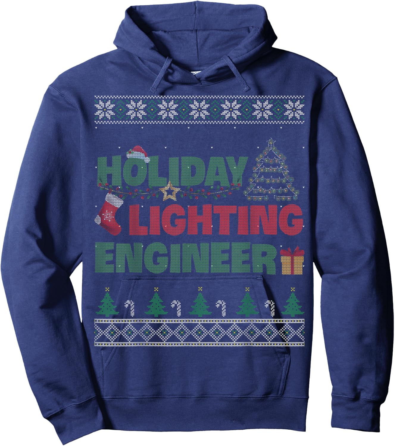 Holiday Lighting Engineer Christmas Light Decorator Gift Hoodie - Hoodie | Navy