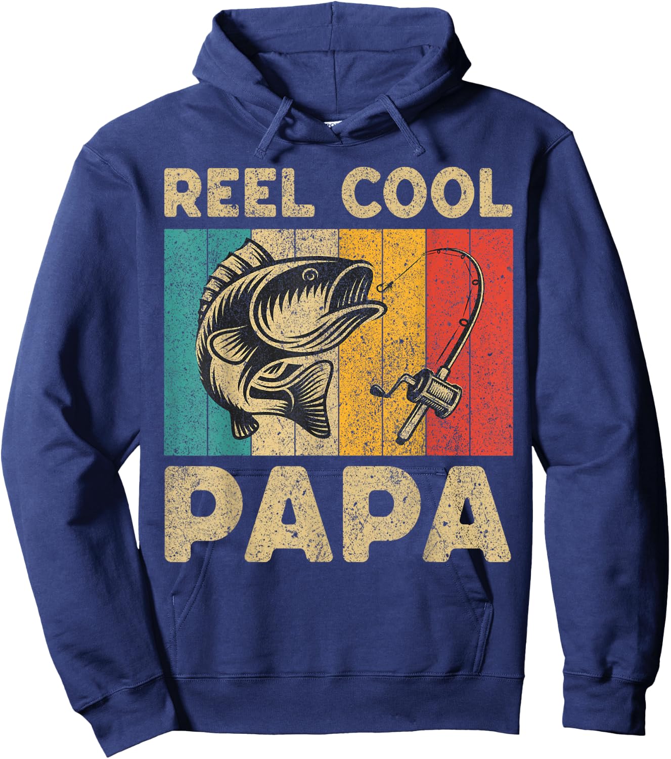 Father's Day Present Funny Fishing Reel Cool Papa Hoodie - Hoodie | Navy
