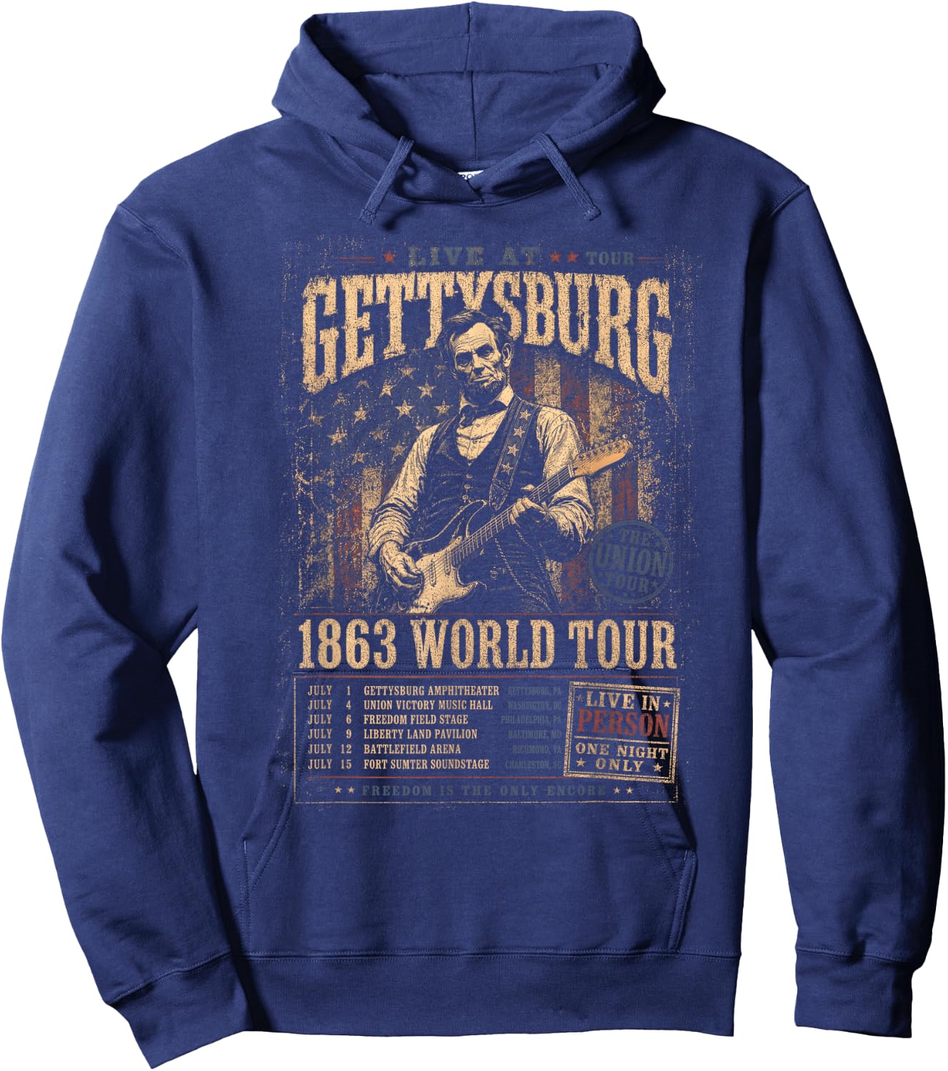 USA 250 Live at Tour Gettysburg the Union Tour 1863 World Hoodie - Hoodie | Navy