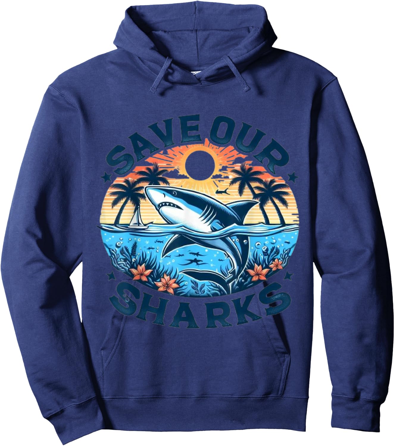 Protect The Shark Save the Ocean Save The Ocean Animals Retro Hoodie - Hoodie | Navy