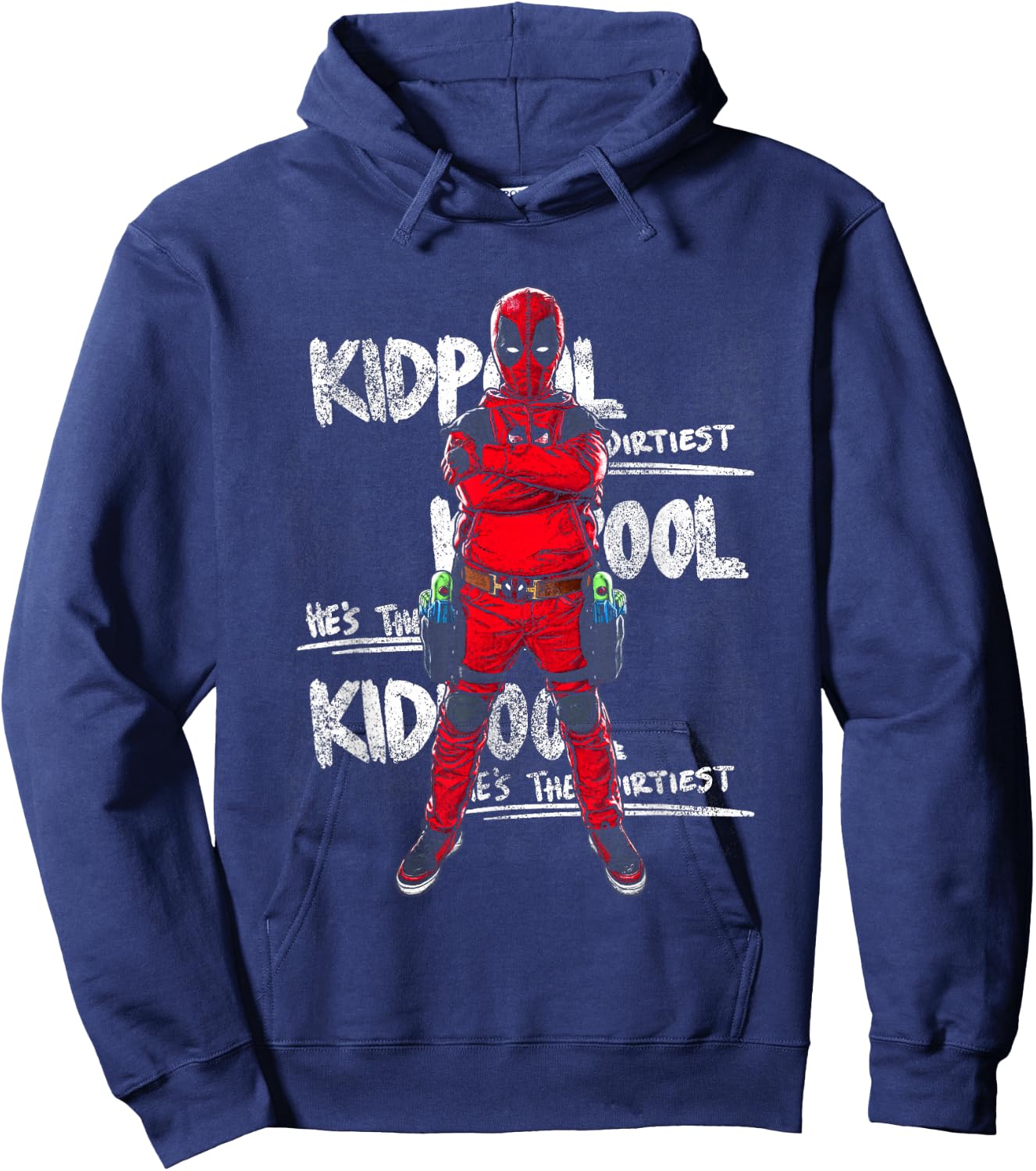 Marvel Deadpool & Wolverine The Dirtiest Kidpool Retro Hoodie - Hoodie | Navy