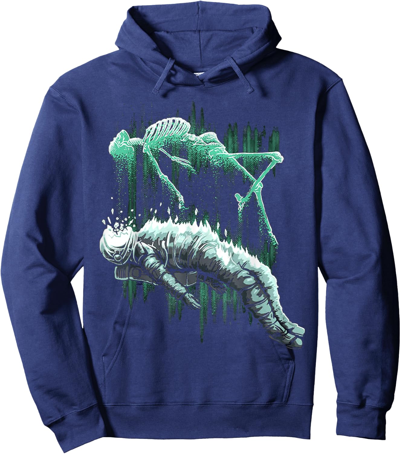 Astral Departure Glow-in-the-Dark Vintage Astronaut Hoodie - Hoodie | Navy
