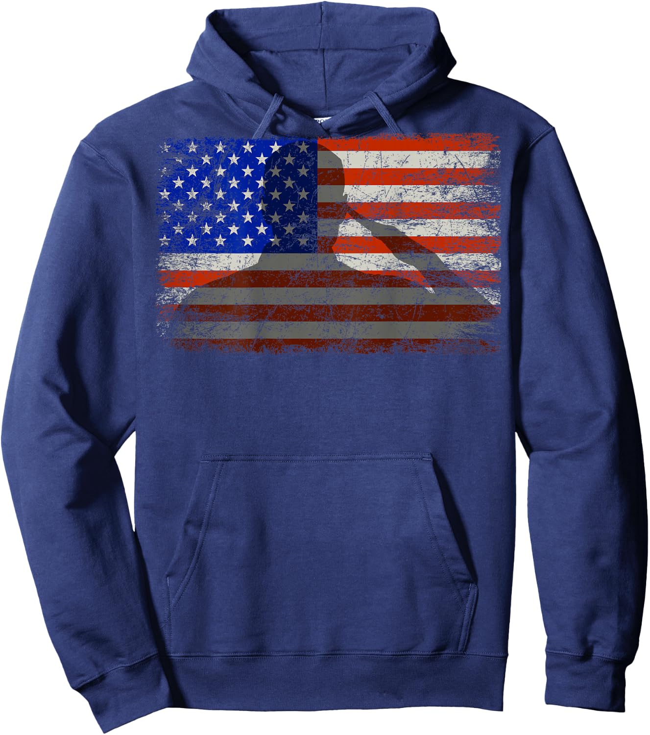 Military Patriotic American Flag Print On Back Kids Men Hoodie - Hoodie | Navy