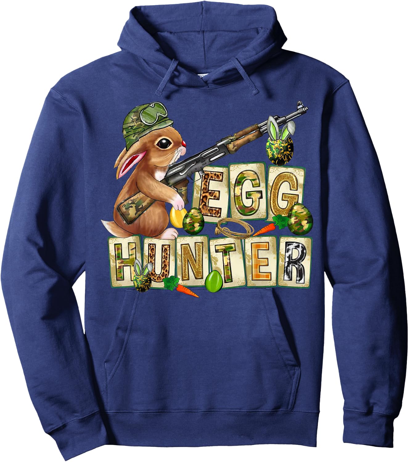 Easter Egg Hunter Camo Funny Hunting Boys Girls Kids Toddler Hoodie - Hoodie | Navy