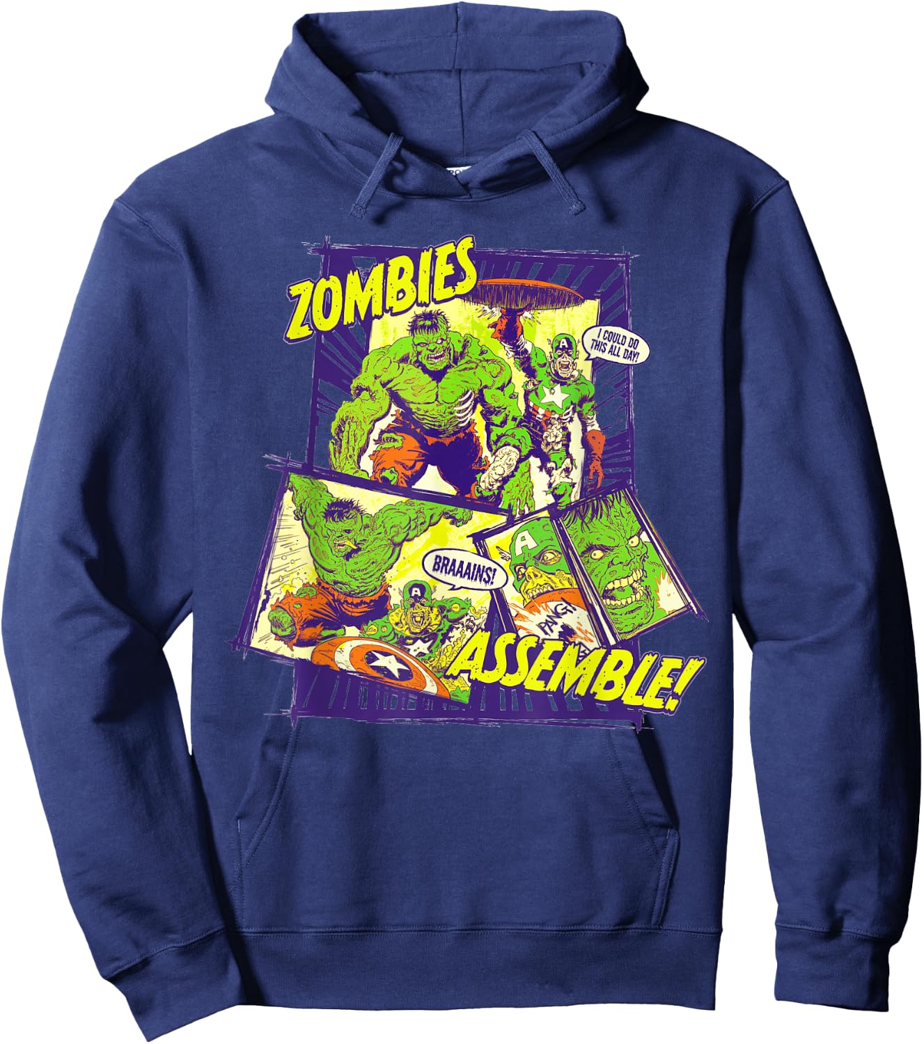 Marvel Zombies Assemble Hulk and Captain America Halloween Hoodie - Hoodie | Navy