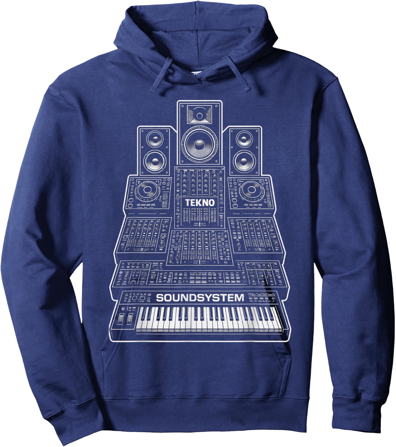 Tekno Soundsystem Keyboard Synth Modular DJ Rave Graphic Hoodie - Hoodie | Navy