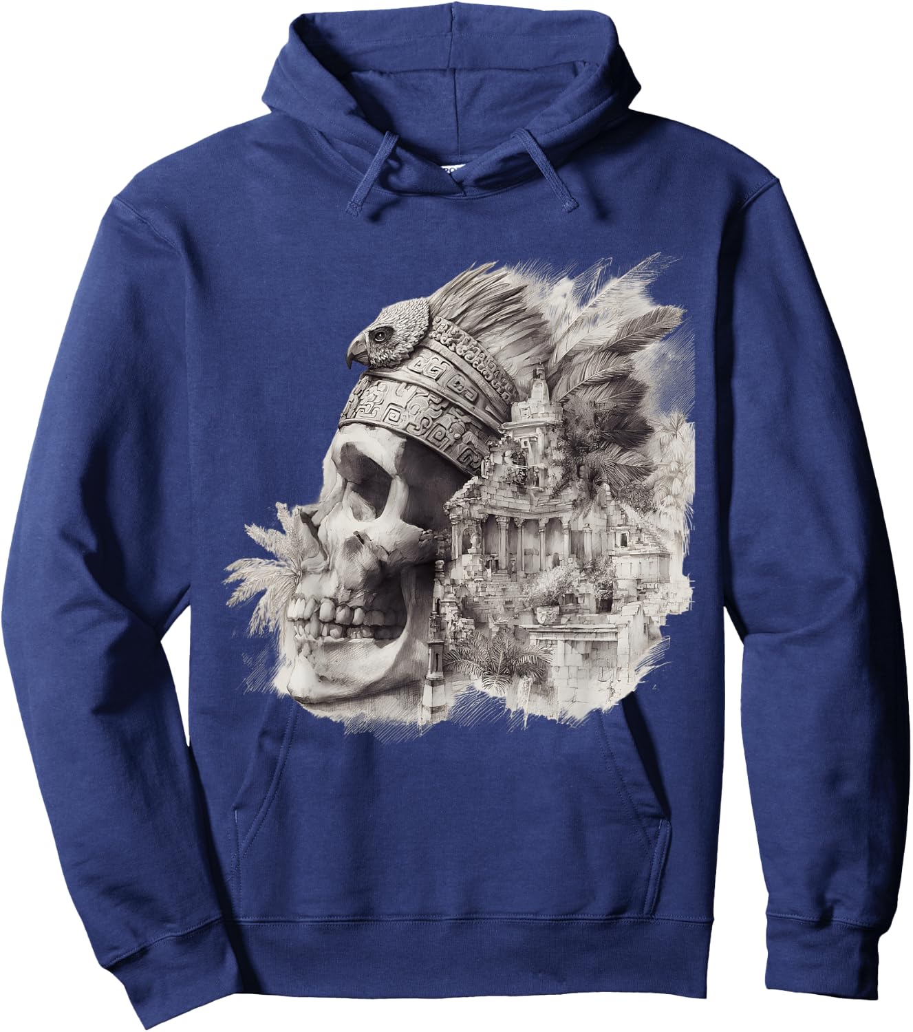 Mexican Maya Aztec Skull Native Maya Feathers Azteca Hoodie - Hoodie | Navy